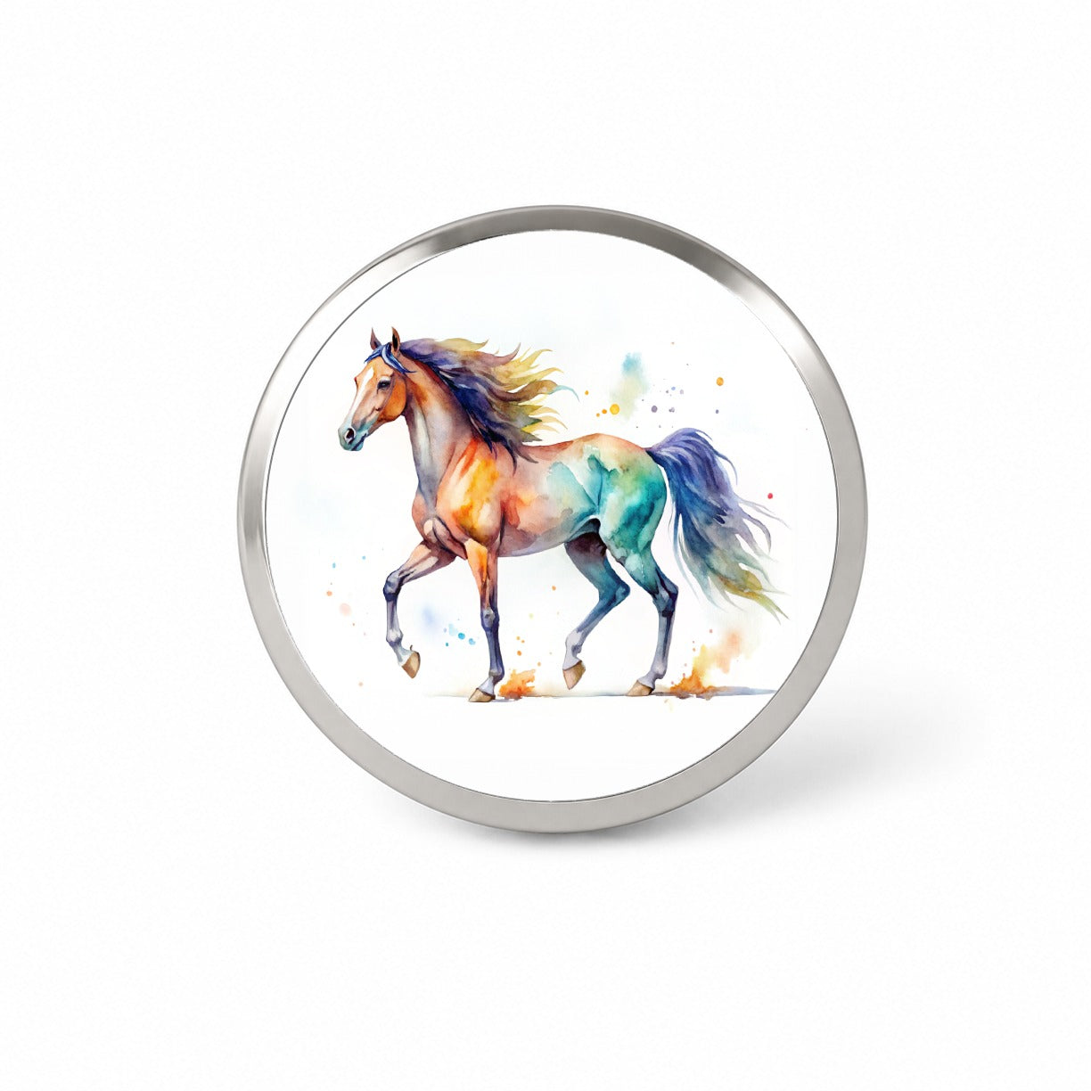 Horse Watercolor Design Novelty Hat Backpack Lapel Pin