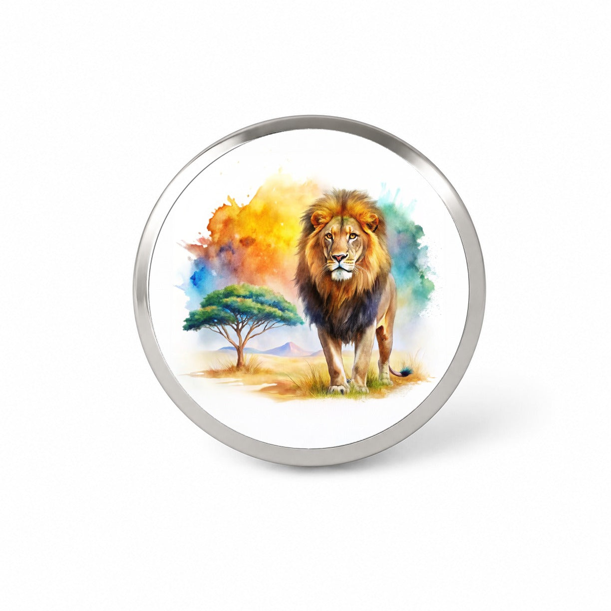 Lion African Plain Beautiful Watercolor Novelty Hat Backpack Lapel Pin