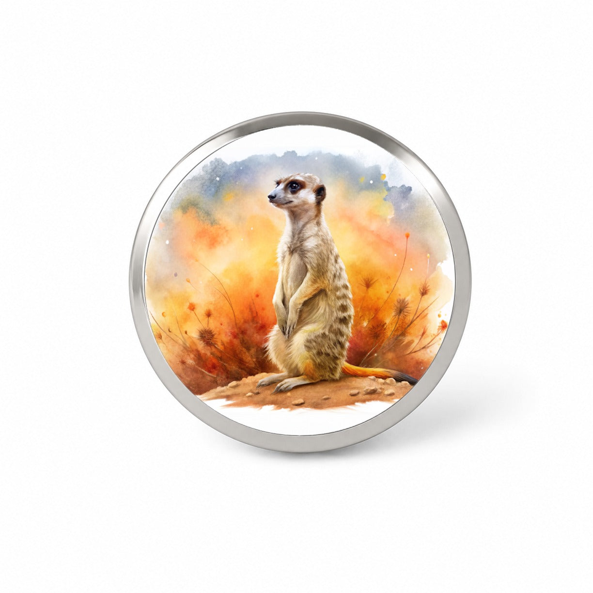 Meerkat African Plain Beautiful Watercolor Novelty Hat Backpack Lapel Pin