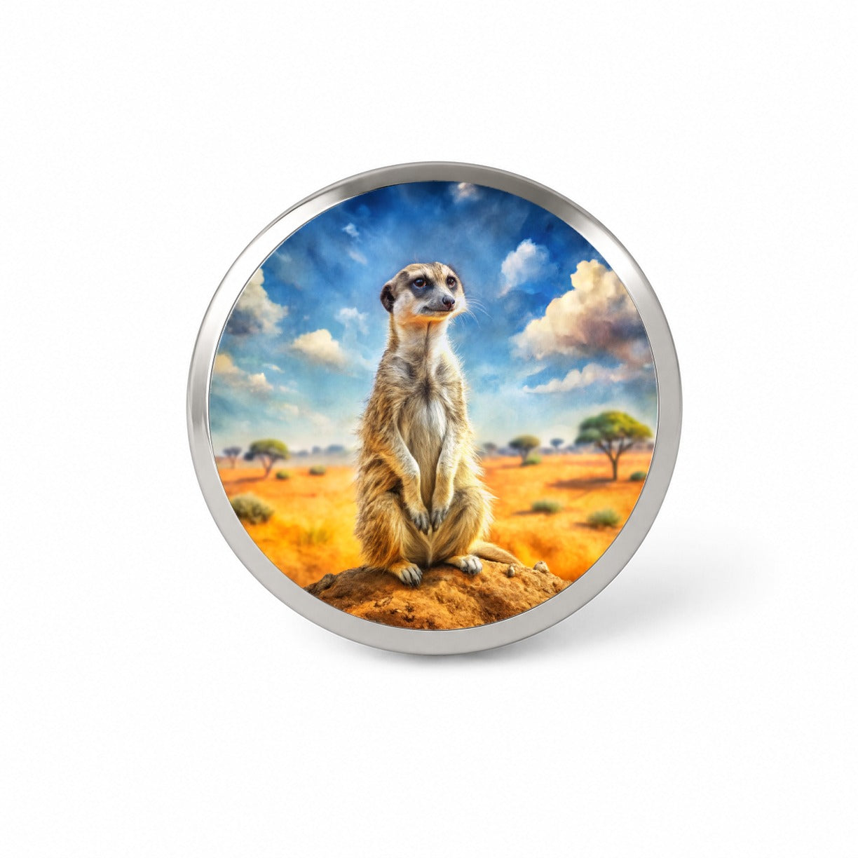 Meerkat African Plain Watercolor Design Novelty Hat Backpack Lapel Pin