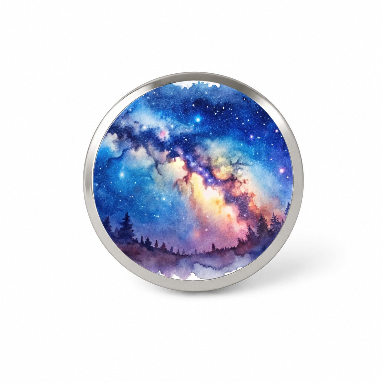 Milky Way Space Watercolor Design Stars Beautiful Novelty Hat Backpack Lapel Pin