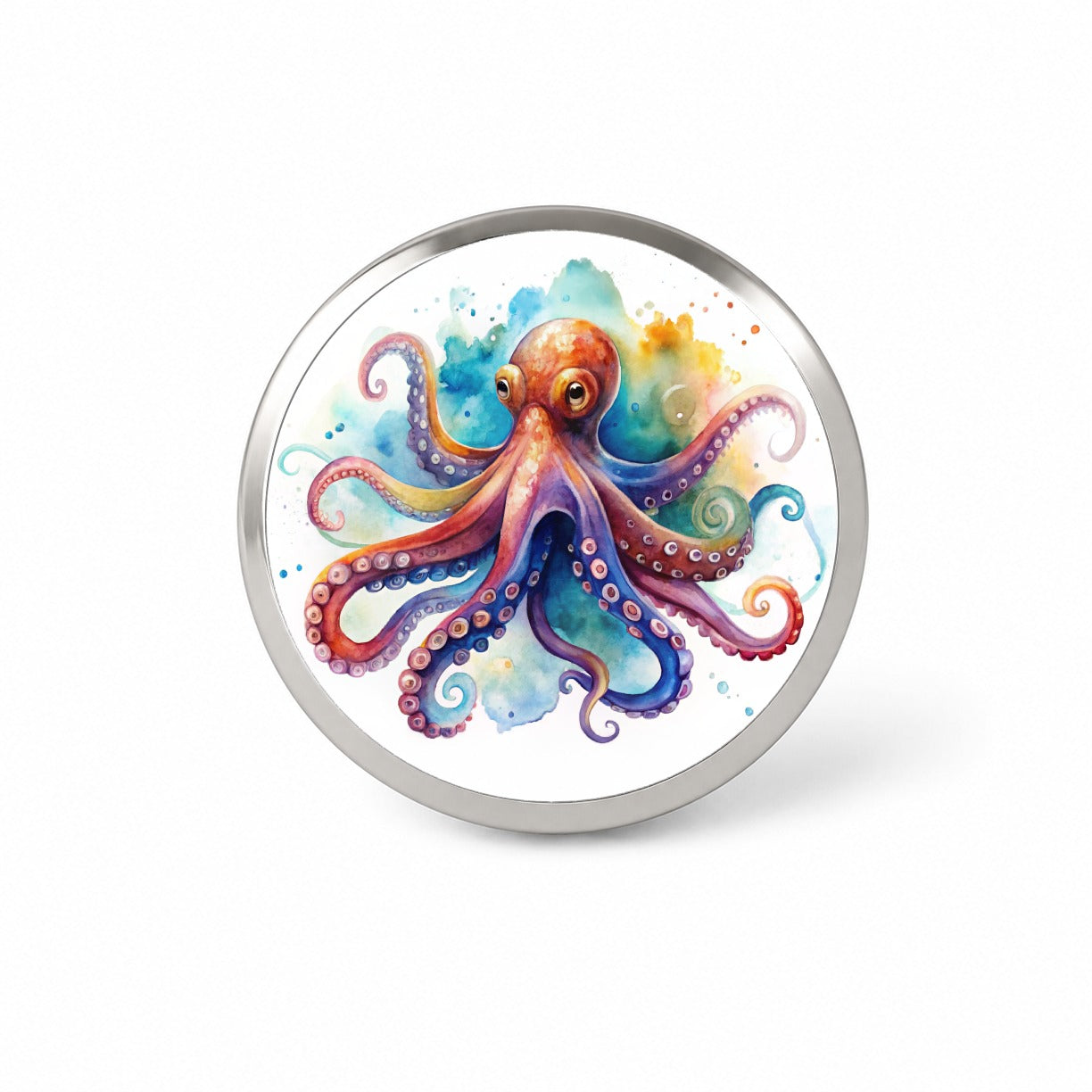 Octopus Watercolor Colorful Novelty Hat Backpack Lapel Pin