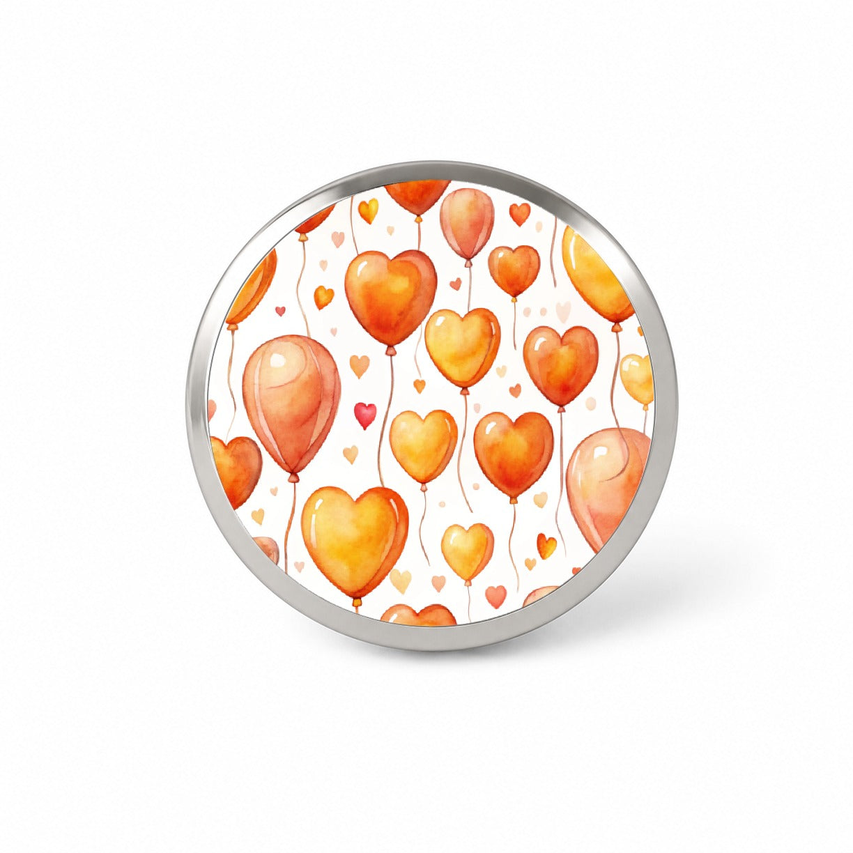 Orange Balloons Hearts Watercolor Birthday Novelty Hat Backpack Lapel Pin