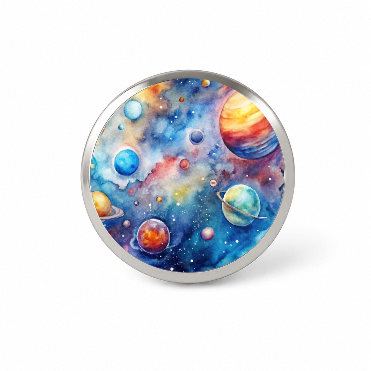 Outer Space Watercolor Astronomy Novelty Hat Backpack Lapel Pin