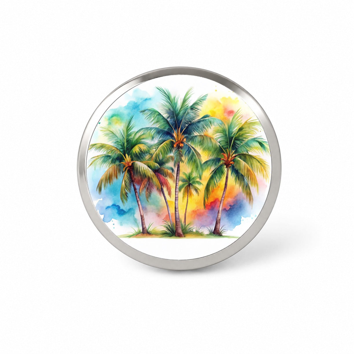 Palm Trees Tropical Watercolor Design Novelty Hat Backpack Lapel Pin