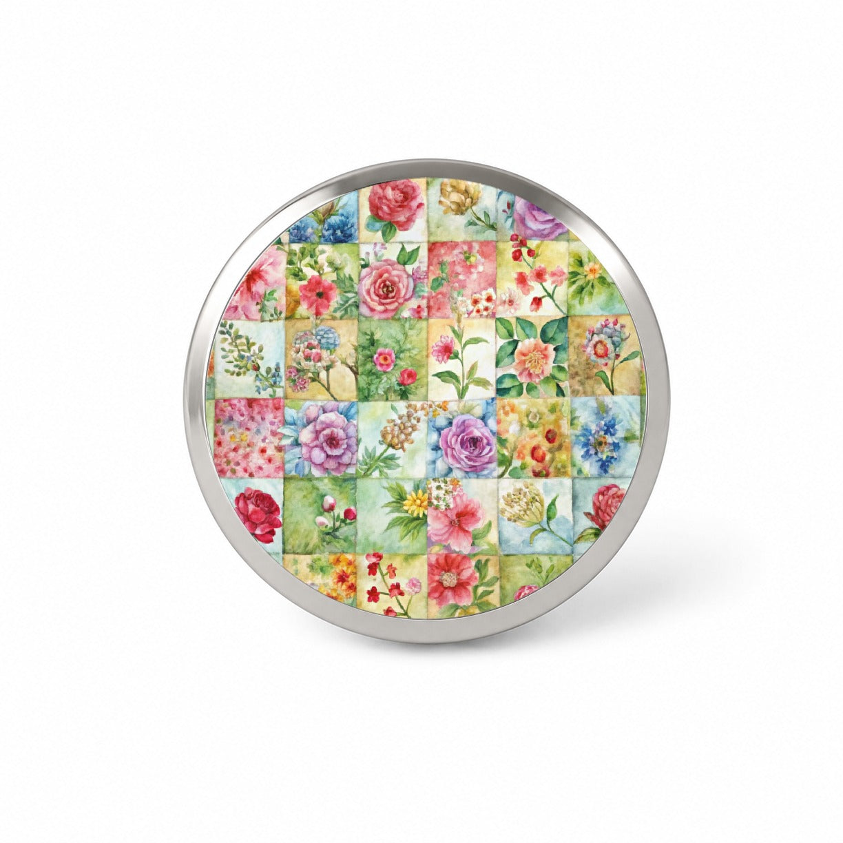 Patchwork Floral Quilt Quilter Sewing Watercolor Novelty Hat Backpack Lapel Pin