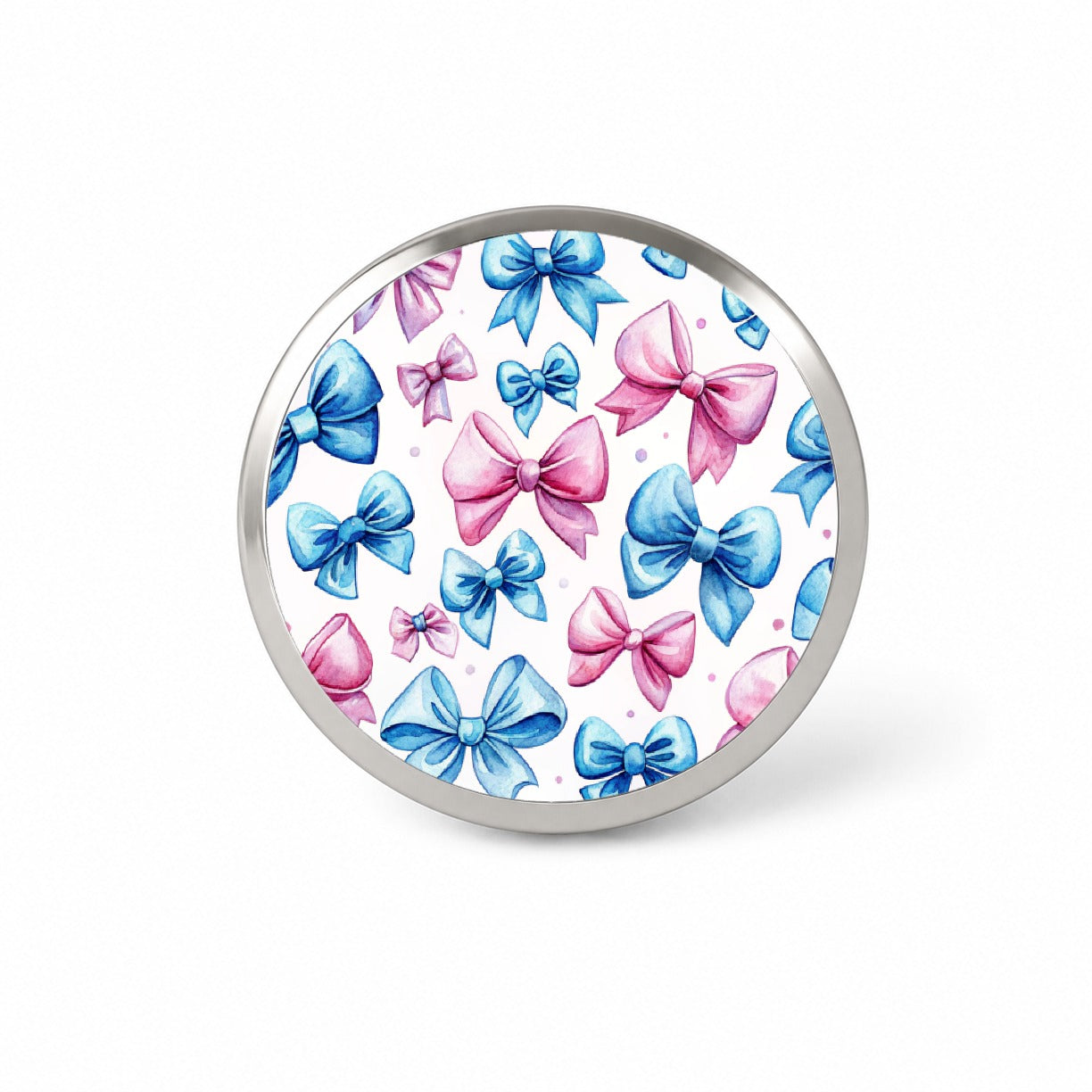 Pink Blue Scattered Coquette Bows Watercolor Novelty Hat Backpack Lapel Pin