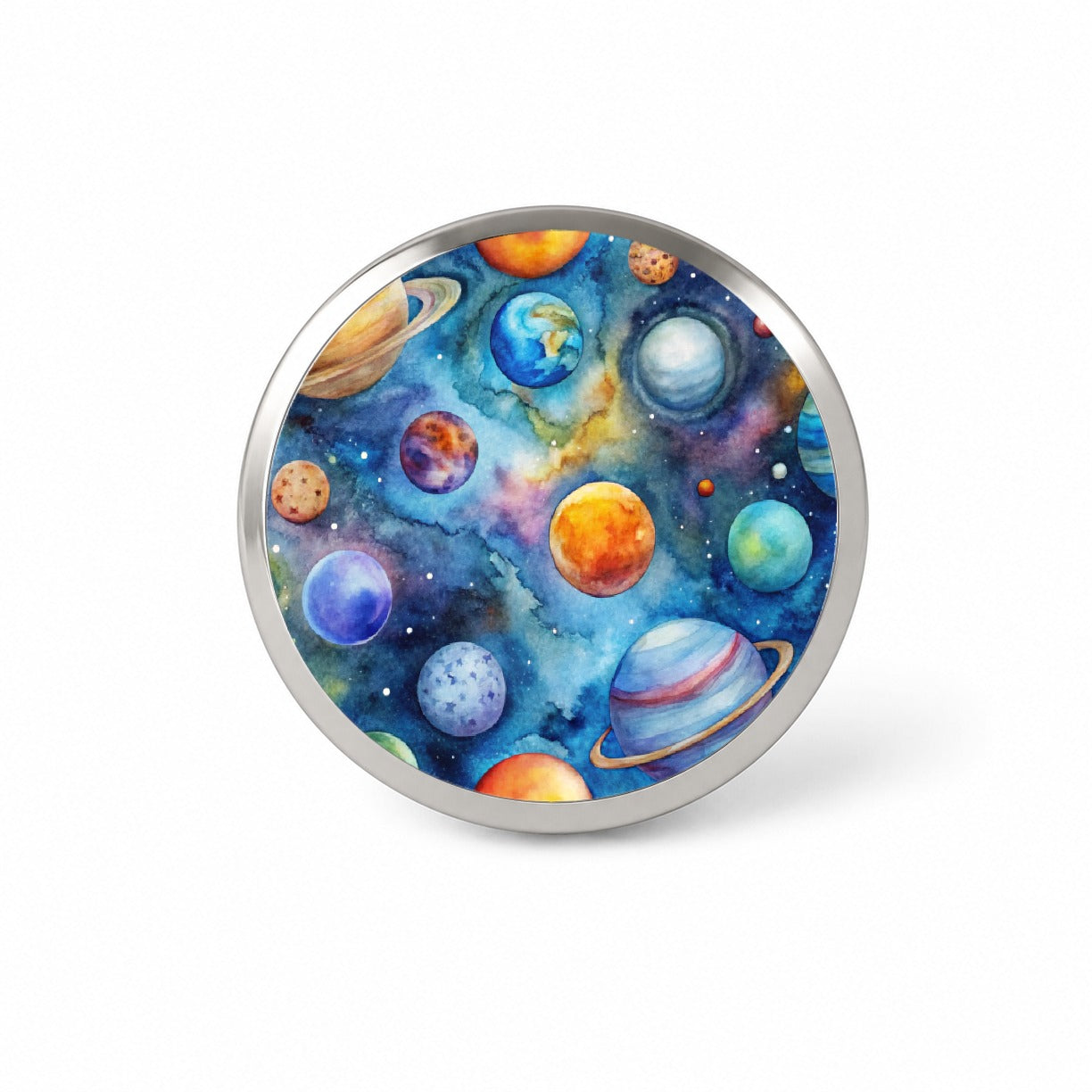 Planets Outer Space Astronomy Watercolor Novelty Hat Backpack Lapel Pin