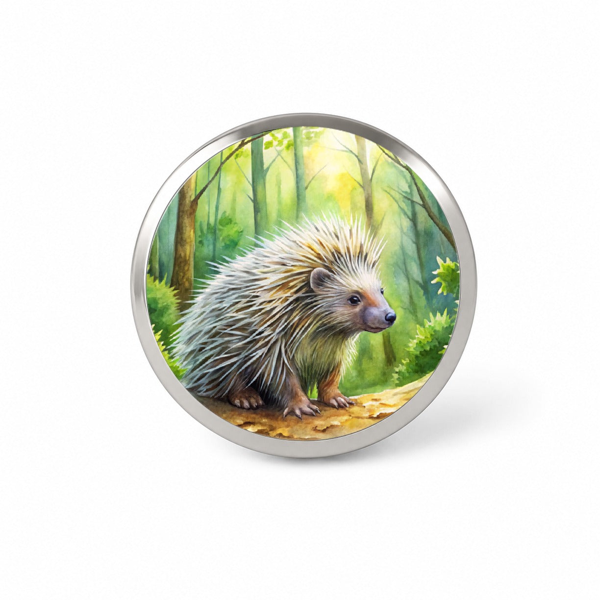 Porcupine In Forest Watercolor Novelty Hat Backpack Lapel Pin