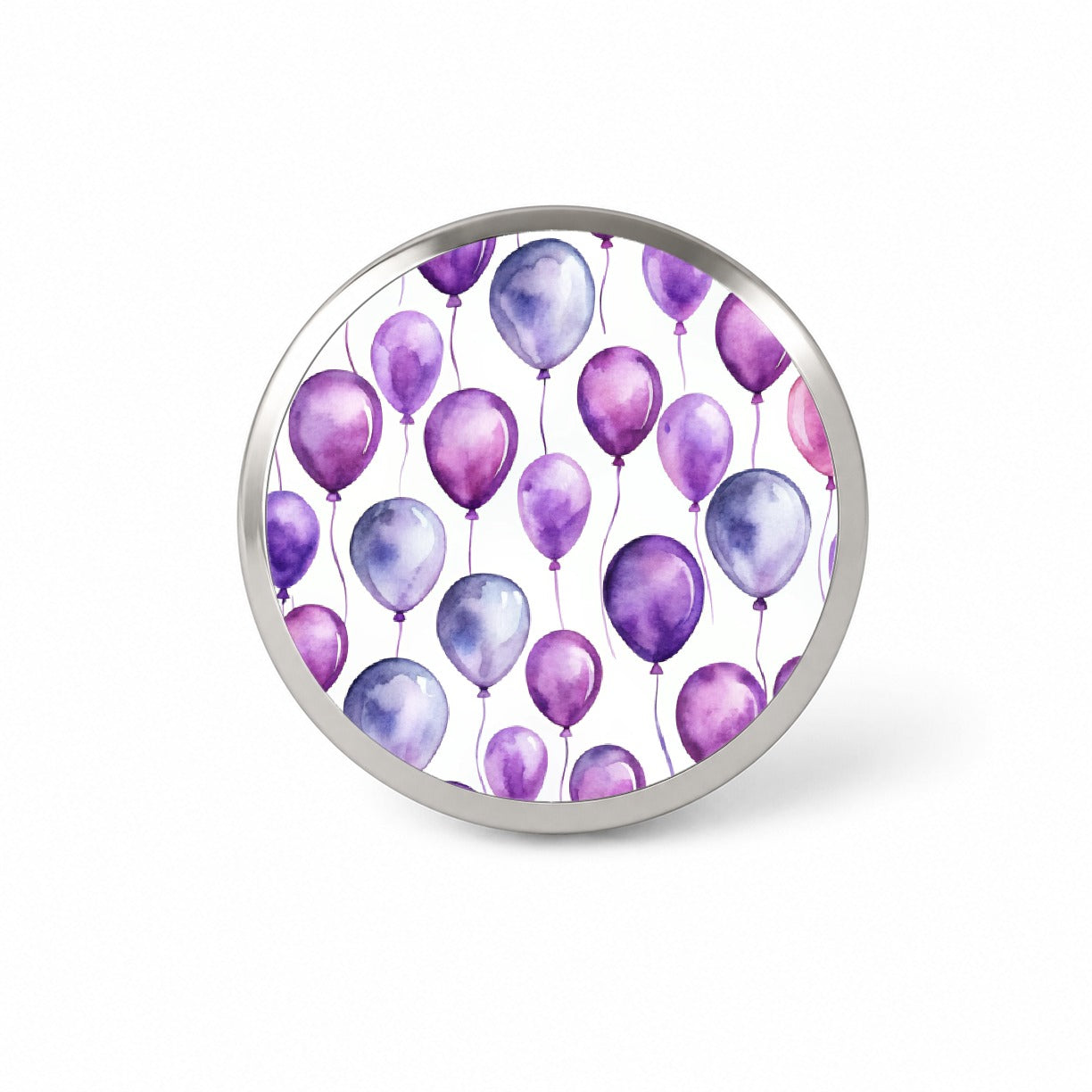Purple Balloons Watercolor Birthday Novelty Hat Backpack Lapel Pin