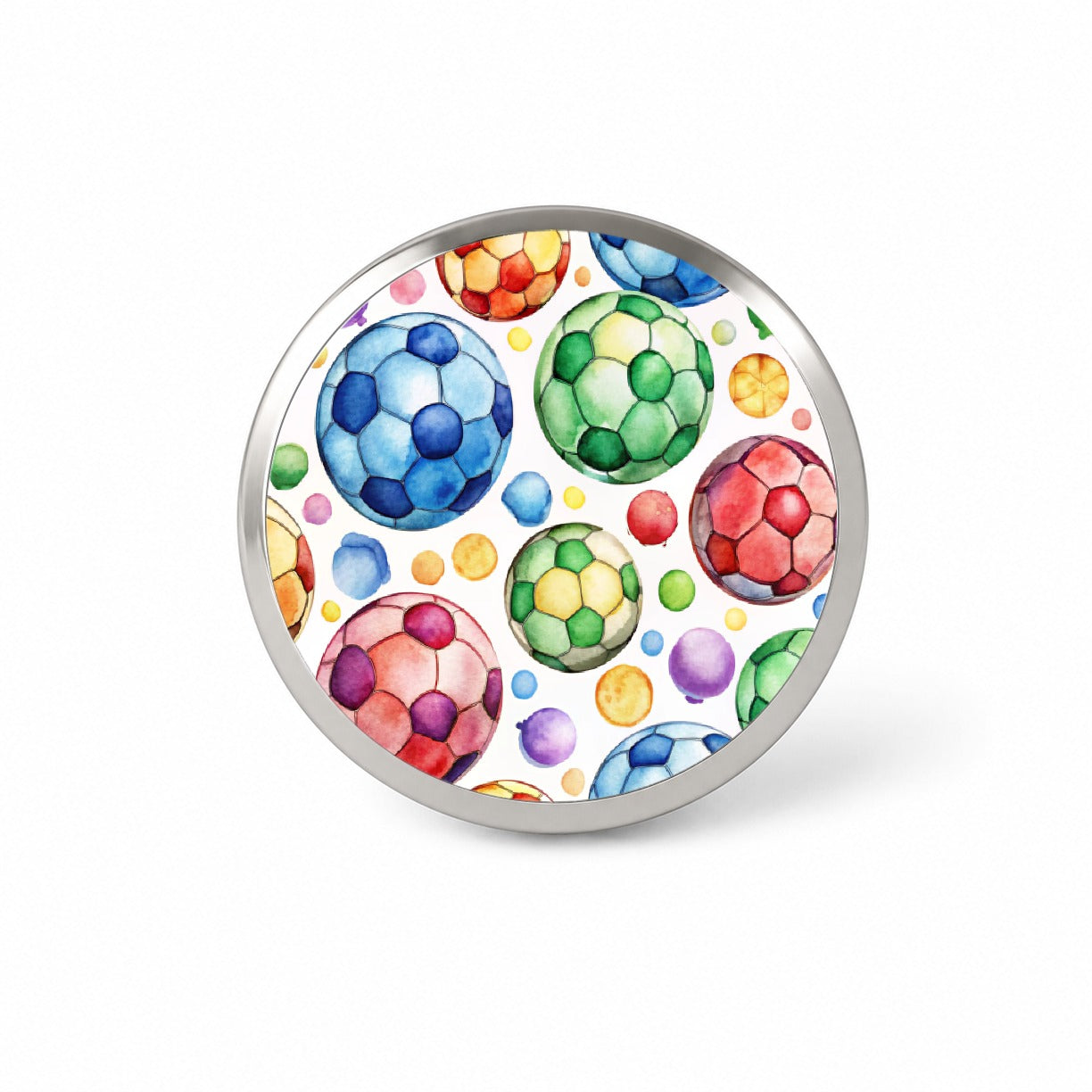 Rainbow Soccer Balls Watercolor Football Novelty Hat Backpack Lapel Pin