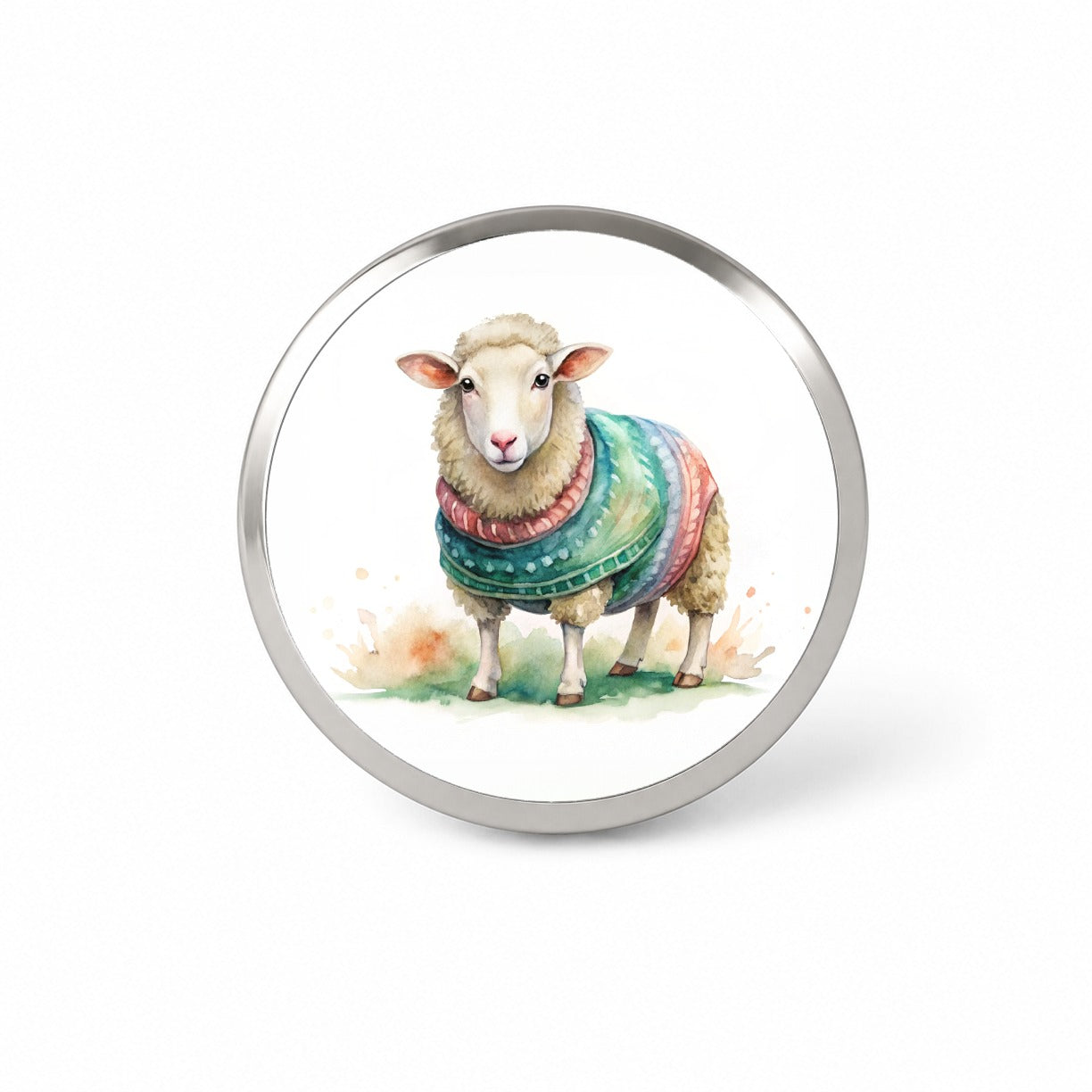 Sheep Wearing A Sweater Watercolor Novelty Hat Backpack Lapel Pin