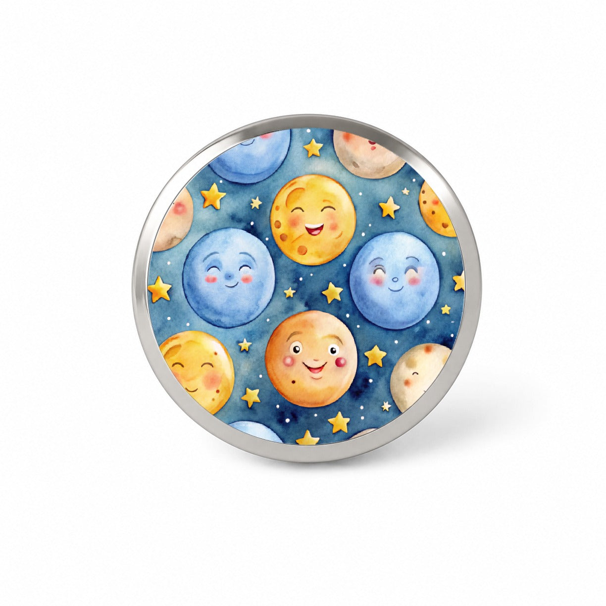 Smiling Moons Watercolor Novelty Hat Backpack Lapel Pin