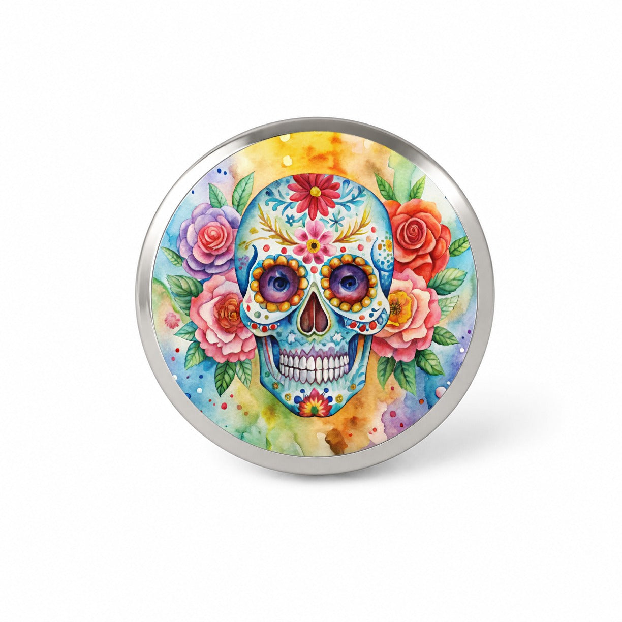 Sugar Skull Watercolor Novelty Hat Backpack Lapel Pin