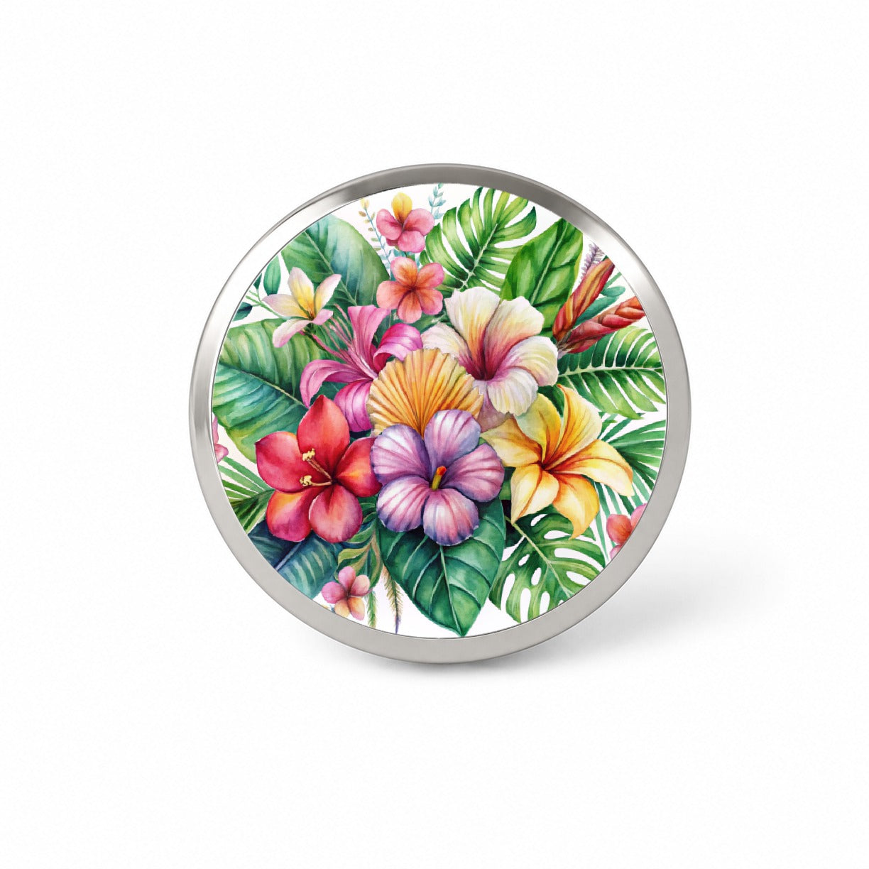 Tropical Flowers Watercolor Design Novelty Hat Backpack Lapel Pin