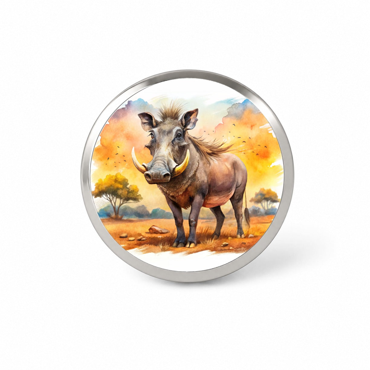 Warthog African Plain Watercolor Design Novelty Hat Backpack Lapel Pin