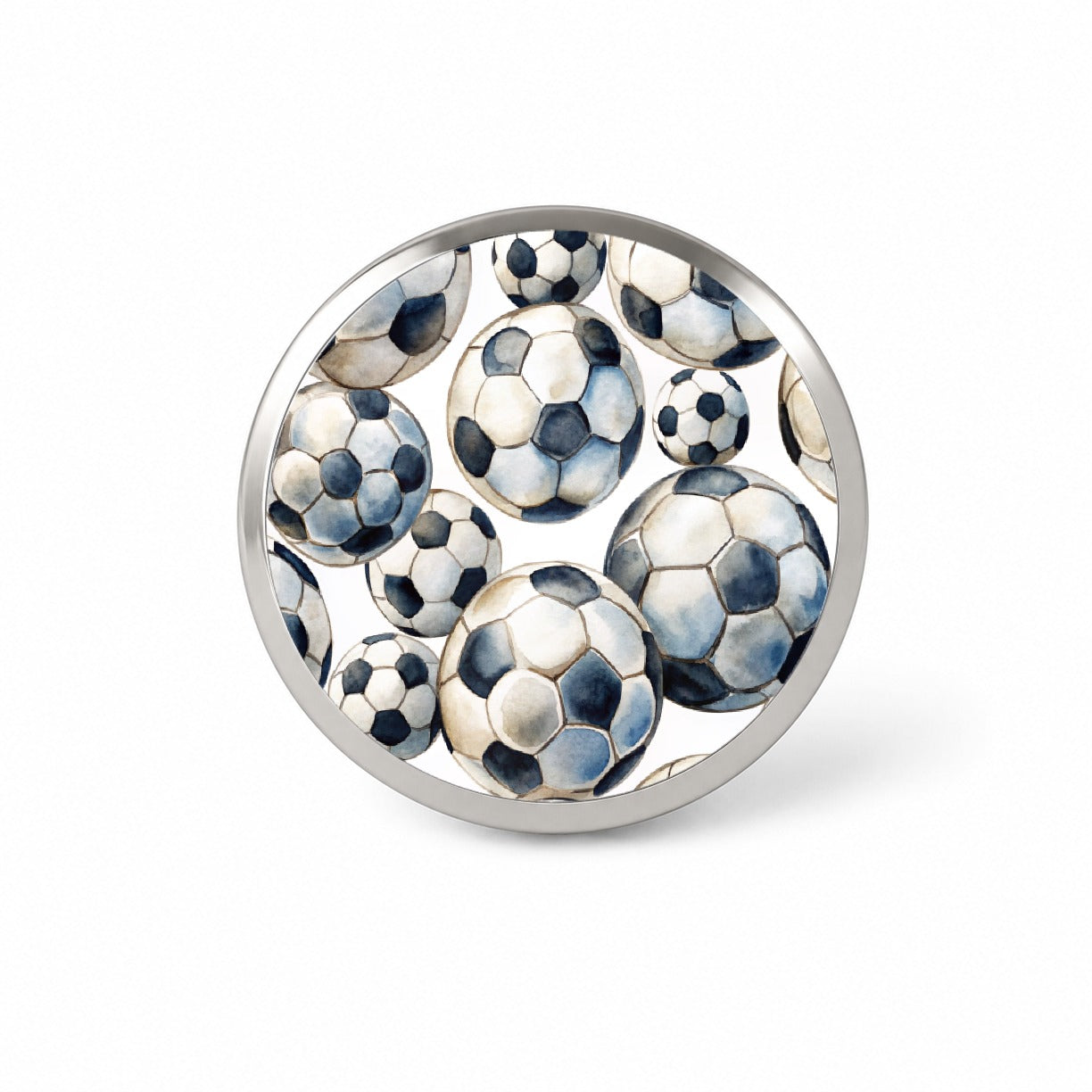 White Black Soccer Balls Watercolor Novelty Hat Backpack Lapel Pin