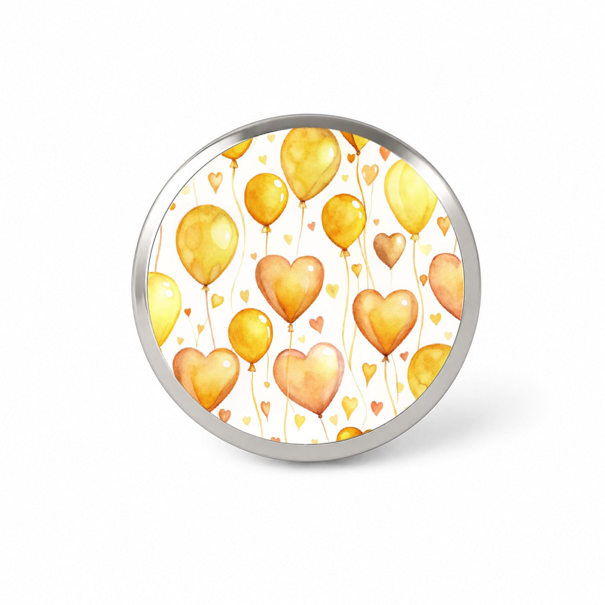 Yellow Balloons Hearts Watercolor Novelty Hat Backpack Lapel Pin