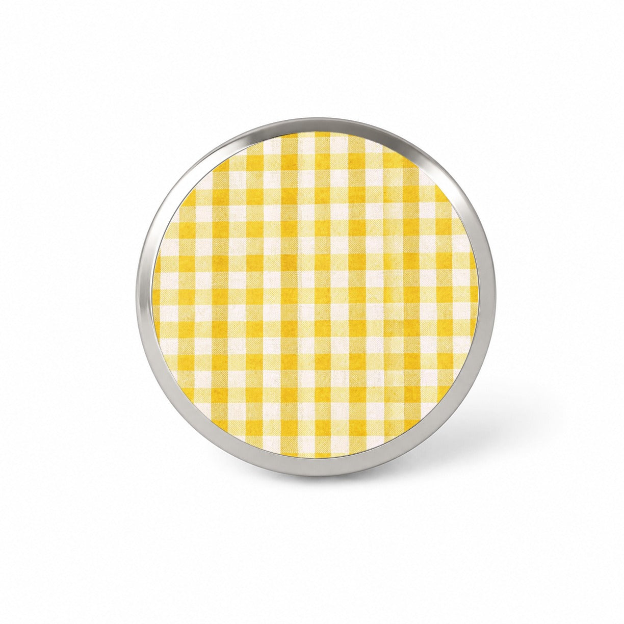 Yellow White Gingham Watercolor Novelty Hat Backpack Lapel Pin