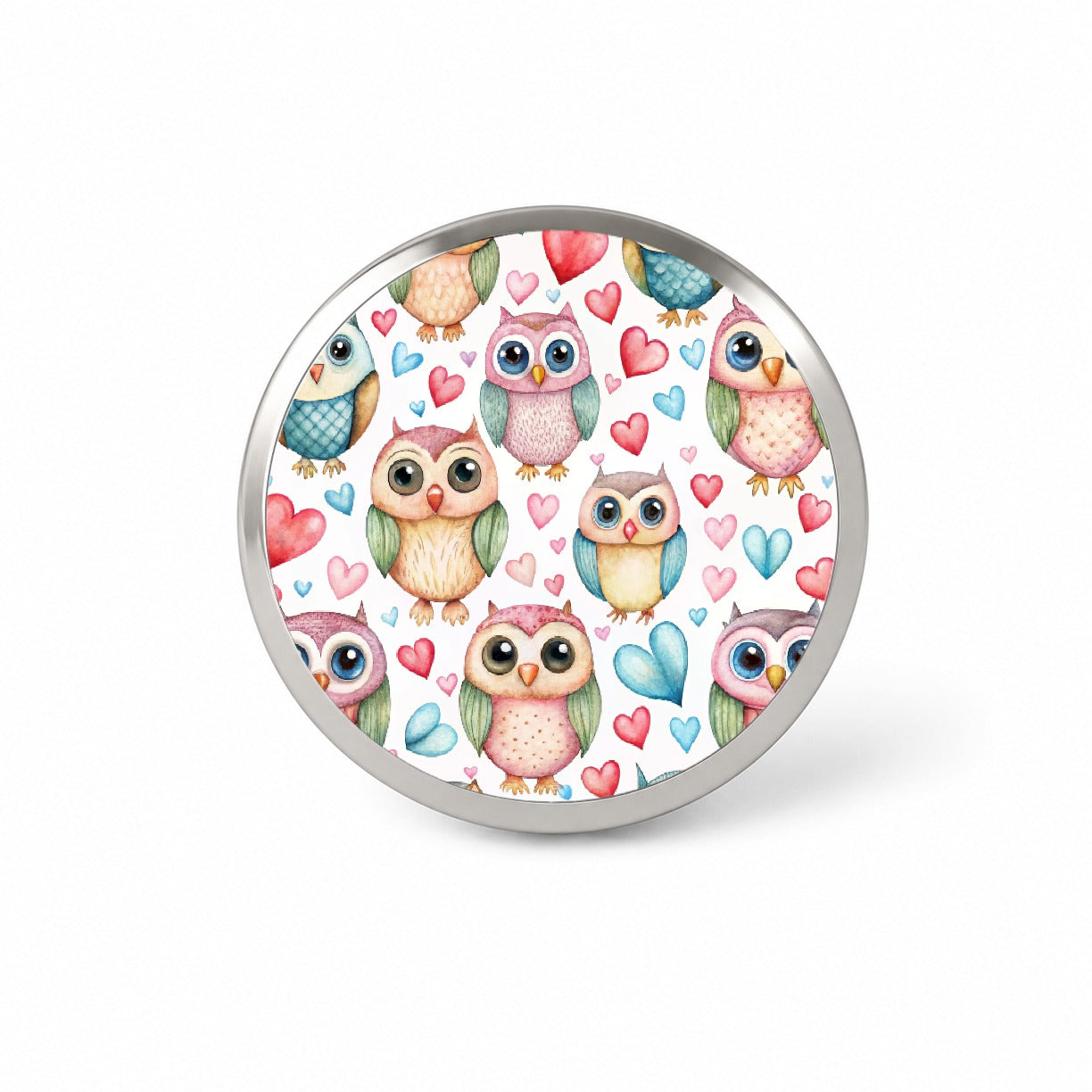 Adorable Owls And Hearts Novelty Hat Backpack Lapel Pin