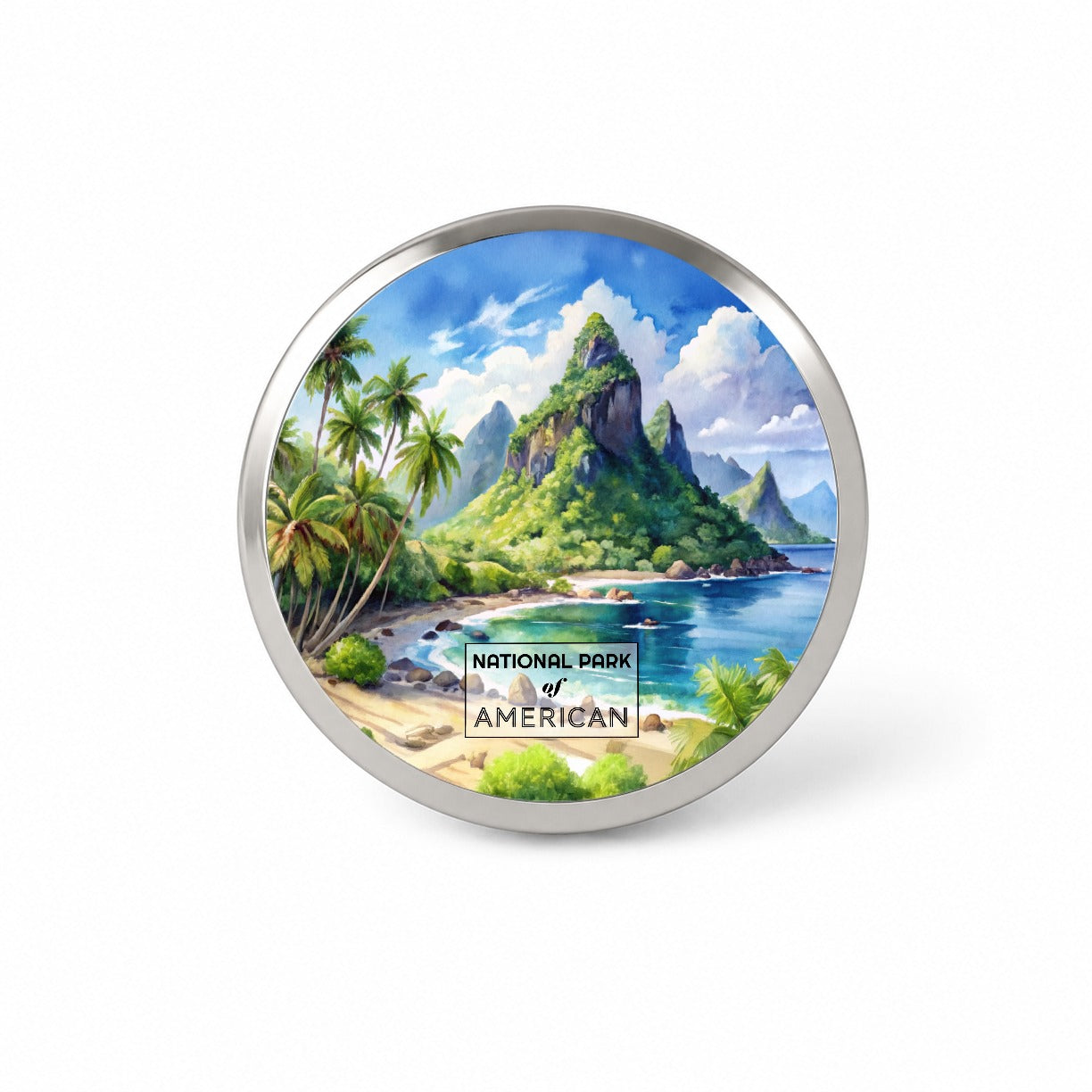 American Samoa National Park Watercolor Novelty Hat Backpack Lapel Pin