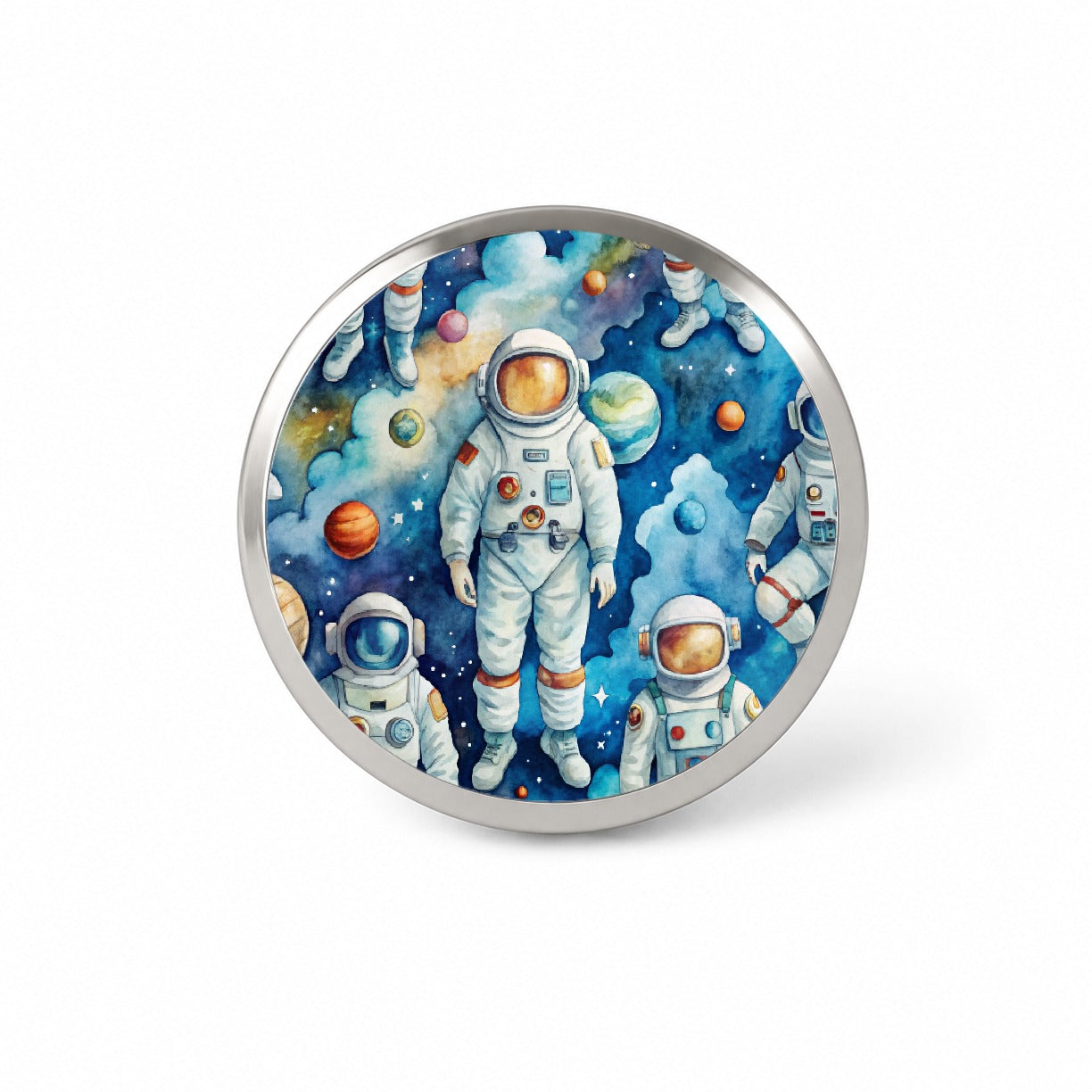 Astronauts In Space Watercolor Novelty Hat Backpack Lapel Pin