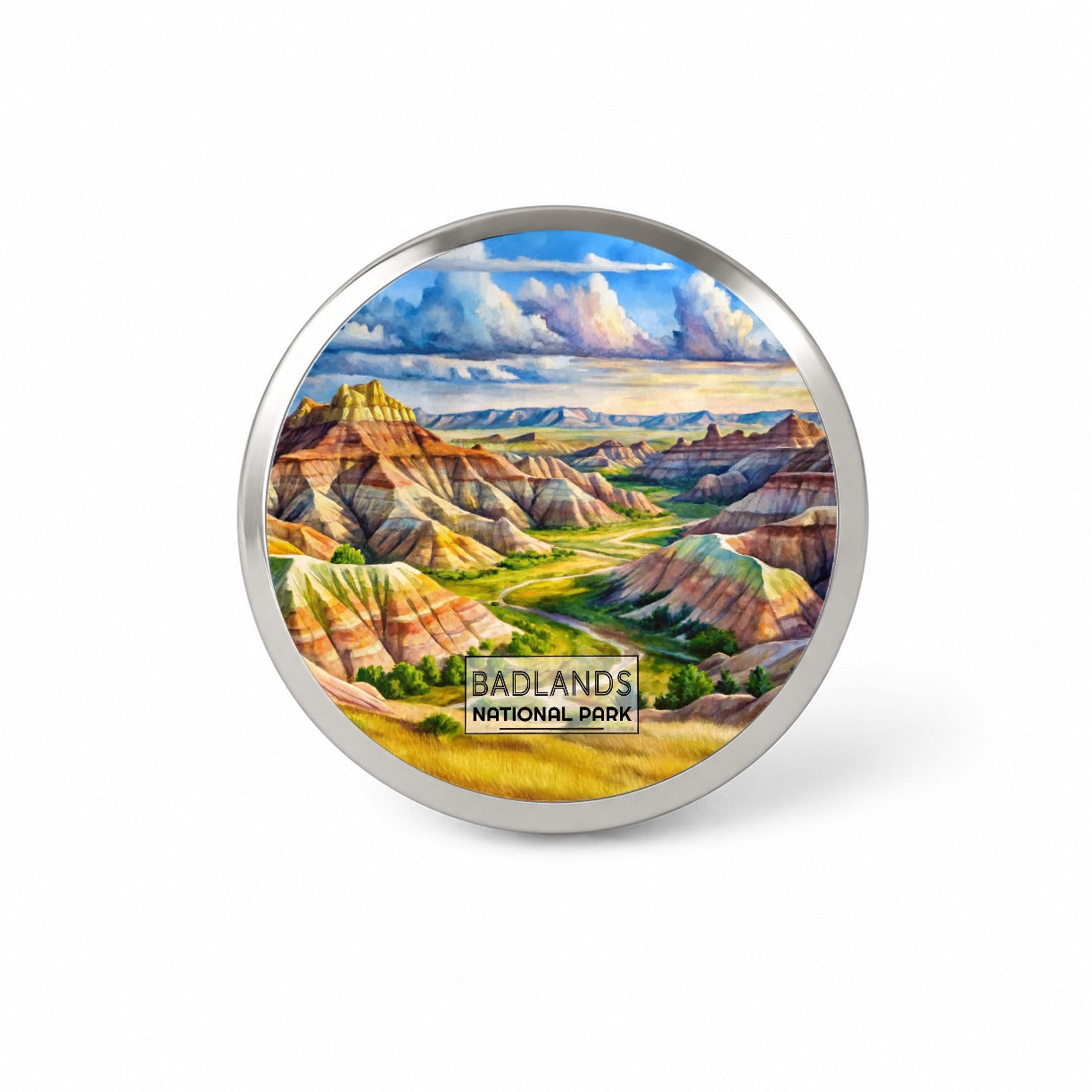 Badlands National Park South Dakota Watercolor Novelty Hat Backpack Lapel Pin