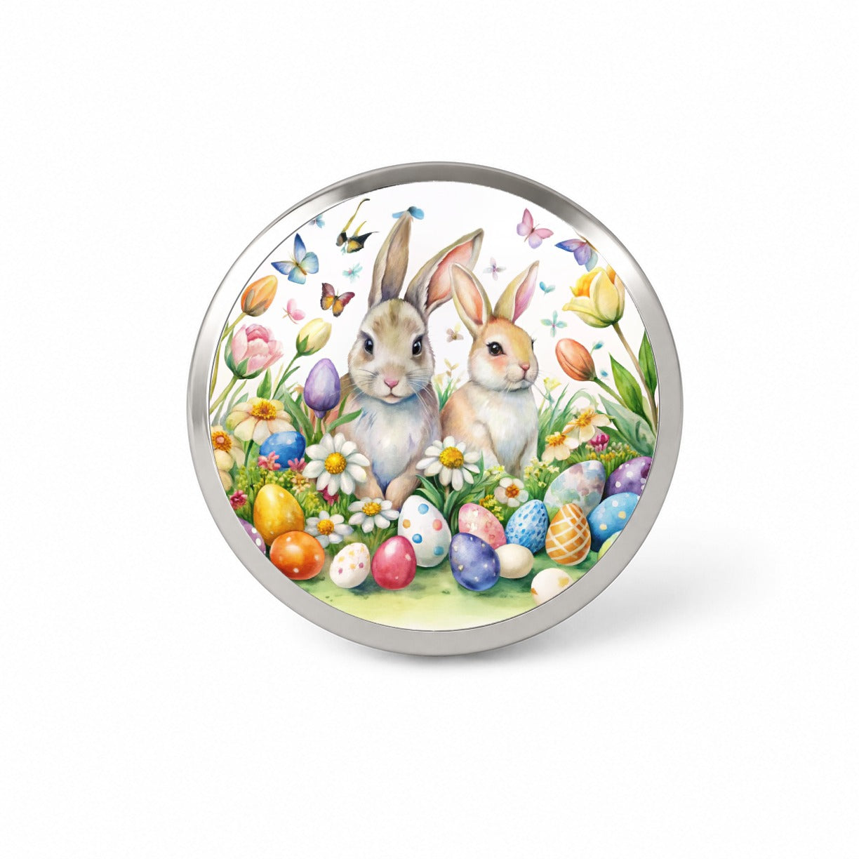 Beautiful Easter Bunnies Rabbits Eggs Flowers Novelty Hat Backpack Lapel Pin