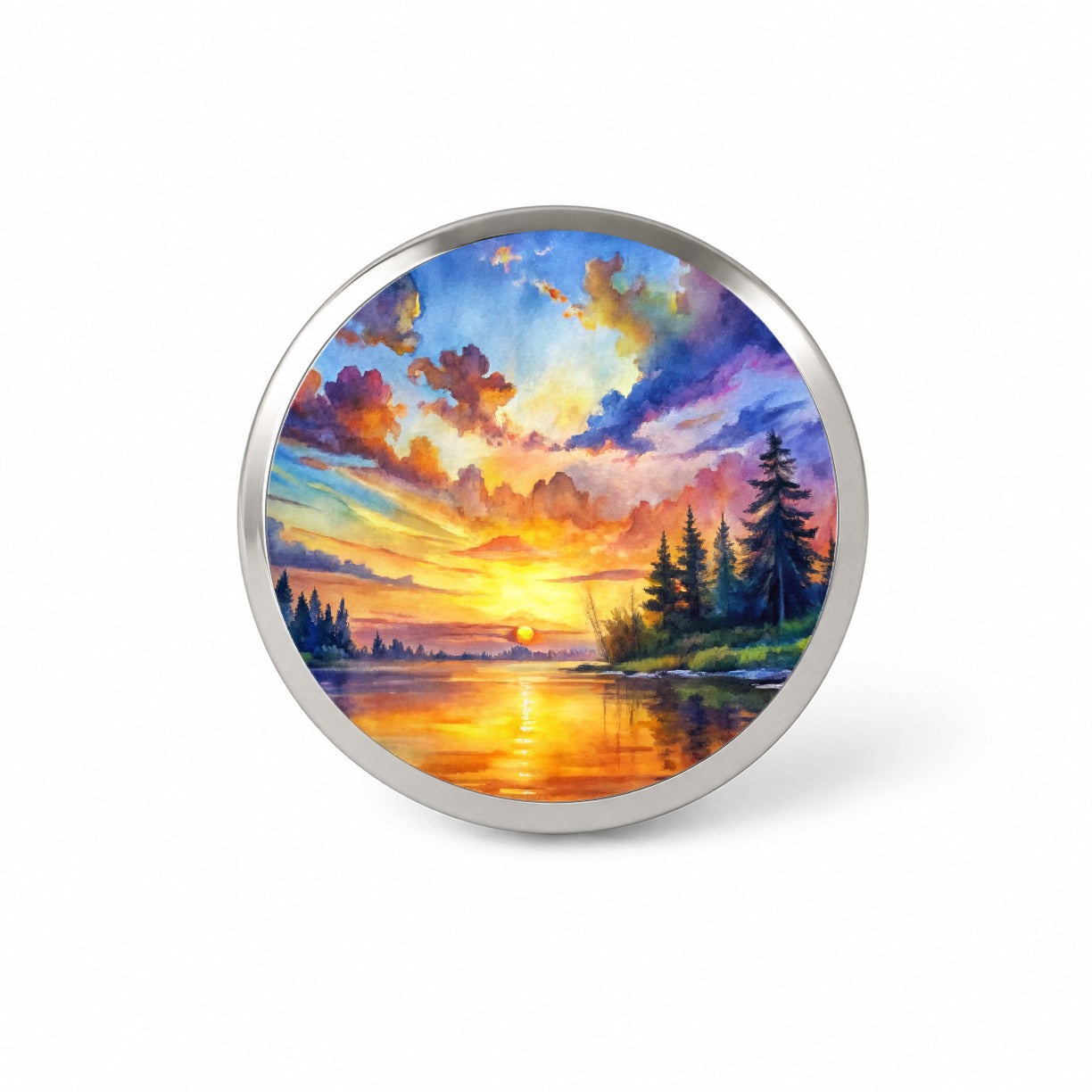 Beautiful Sunrise Watercolor Novelty Hat Backpack Lapel Pin