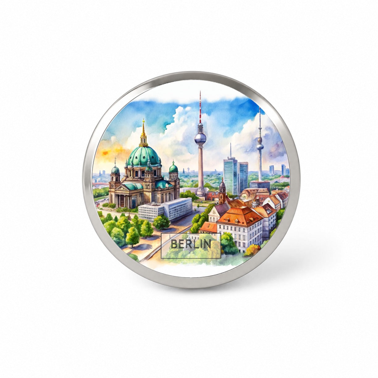 Berlin Germany Travel City Watercolor Novelty Hat Backpack Lapel Pin
