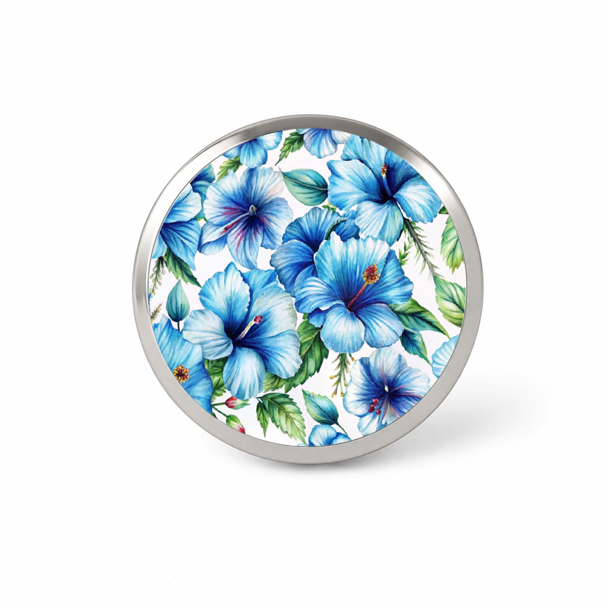 Blue Hibiscus Flowers Watercolor Novelty Hat Backpack Lapel Pin