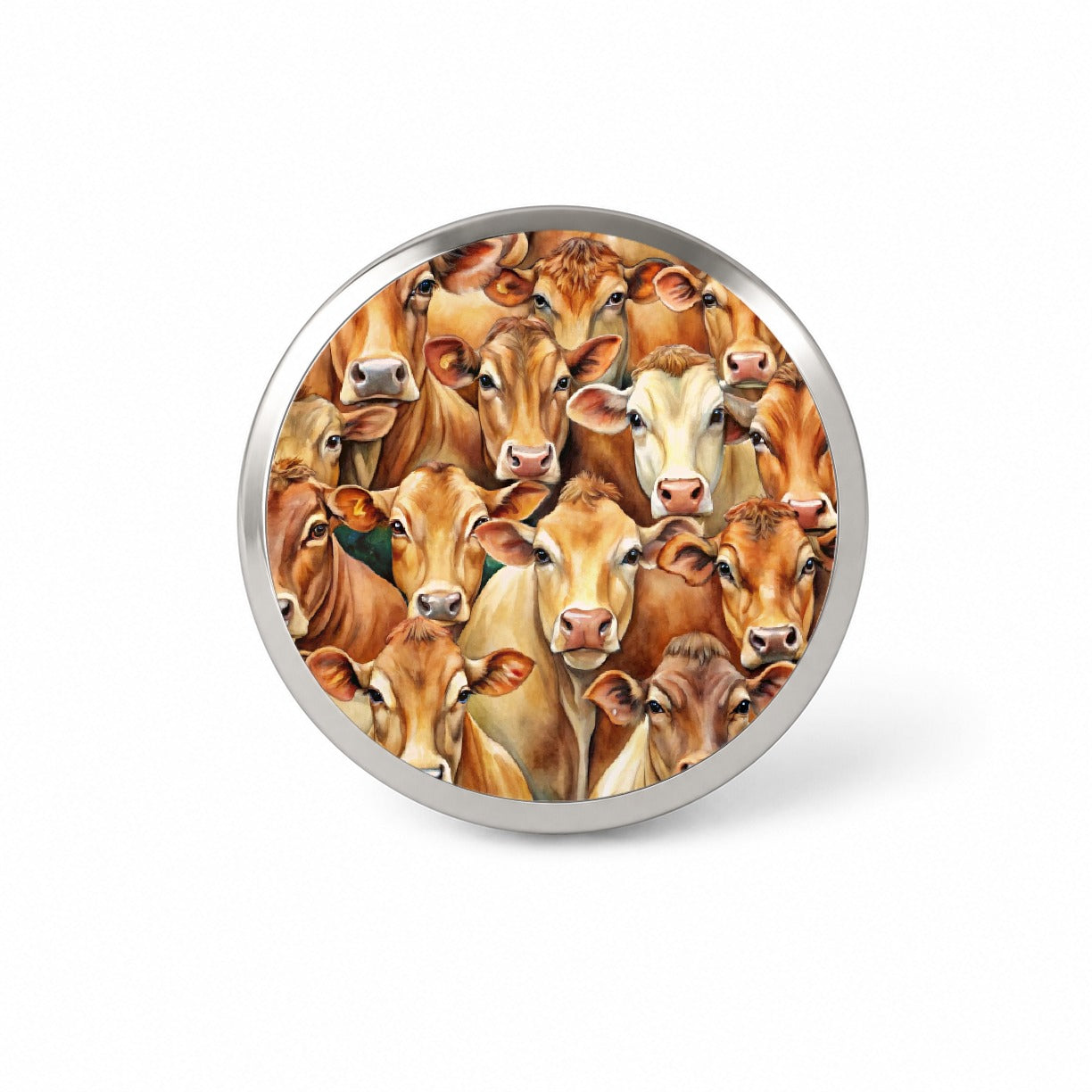 Bunch Of Brown Cow Faces Novelty Hat Backpack Lapel Pin