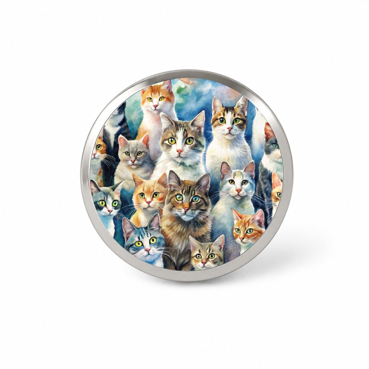 Bunch Of Cats Watercolor Novelty Hat Backpack Lapel Pin
