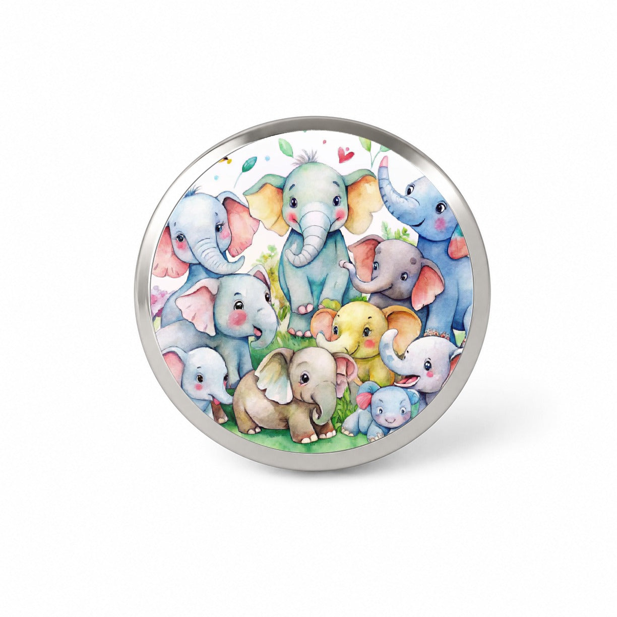 Bunch Of Cute Elephants Watercolor Novelty Hat Backpack Lapel Pin
