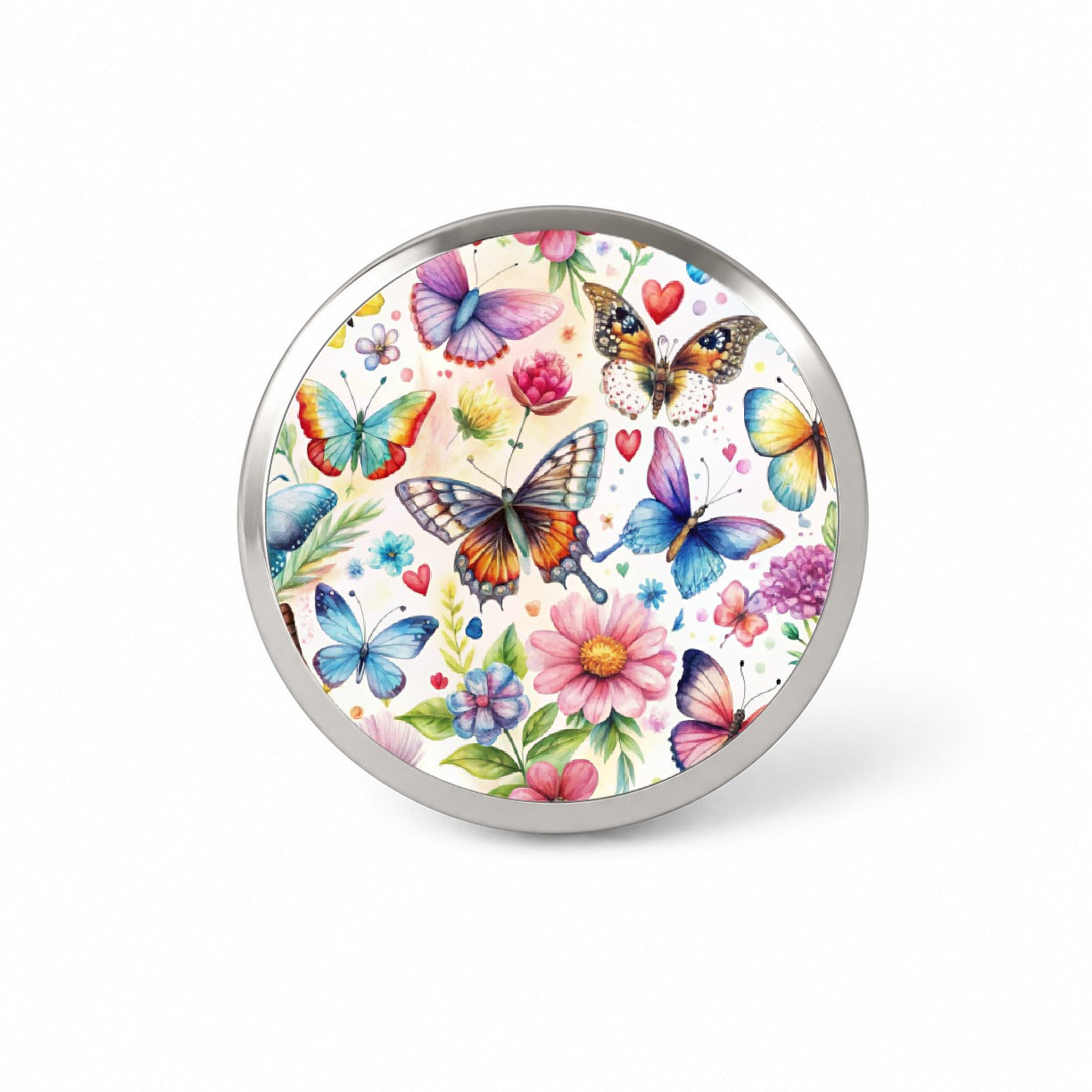 Butterflies Hearts Flowers Beautiful Watercolor Novelty Hat Backpack Lapel Pin