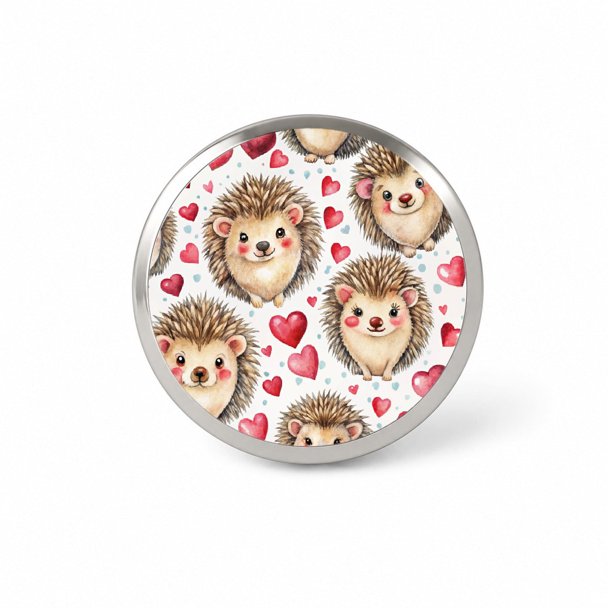 Chibi Hedgehogs And Hearts Watercolor Novelty Hat Backpack Lapel Pin