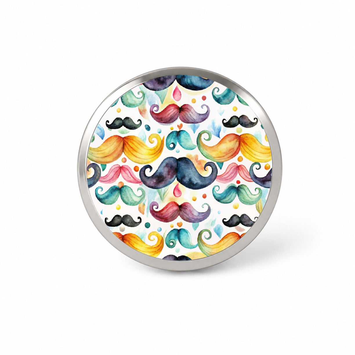 Colorful Mustaches Watercolor Novelty Hat Backpack Lapel Pin