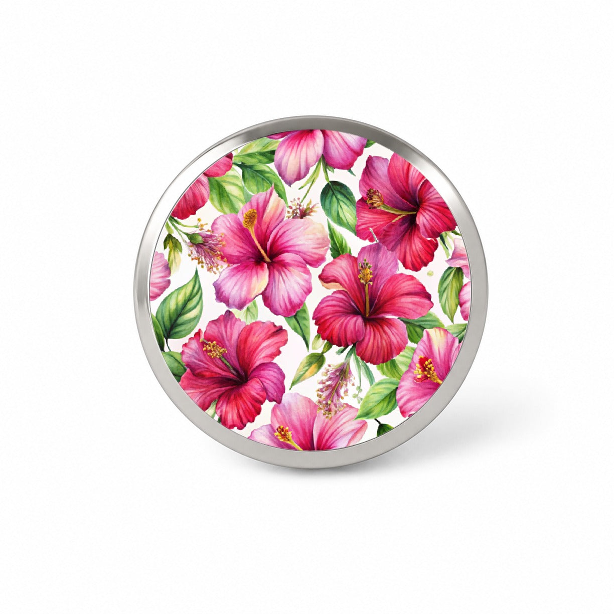Fuchsia Hibiscus Flowers Watercolor Novelty Hat Backpack Lapel Pin