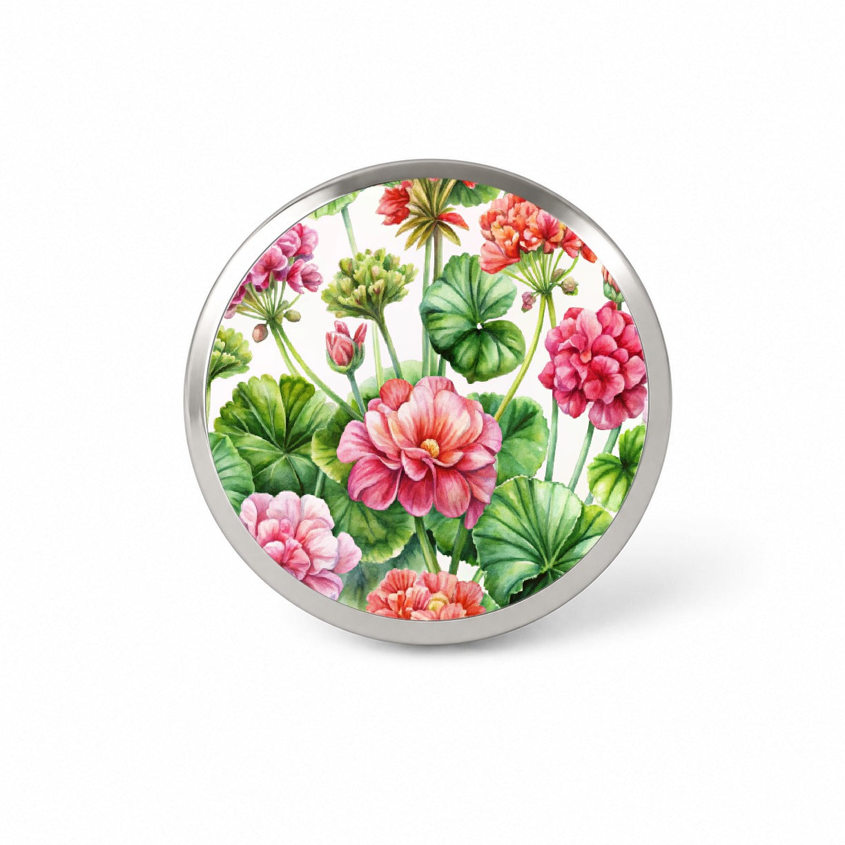 Geraniums Flowers Watercolor Novelty Hat Backpack Lapel Pin