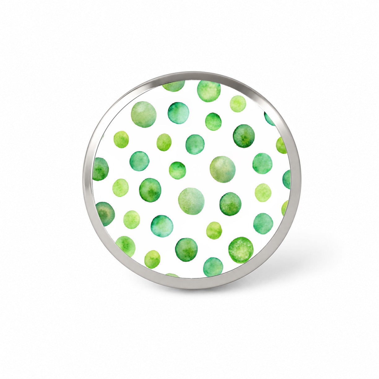 Green Polka Dots Fun White Background Novelty Hat Backpack Lapel Pin