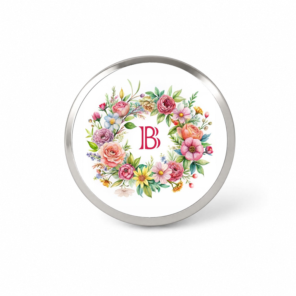 Letter B Initial Monogram Flowers Floral Novelty Hat Backpack Lapel Pin