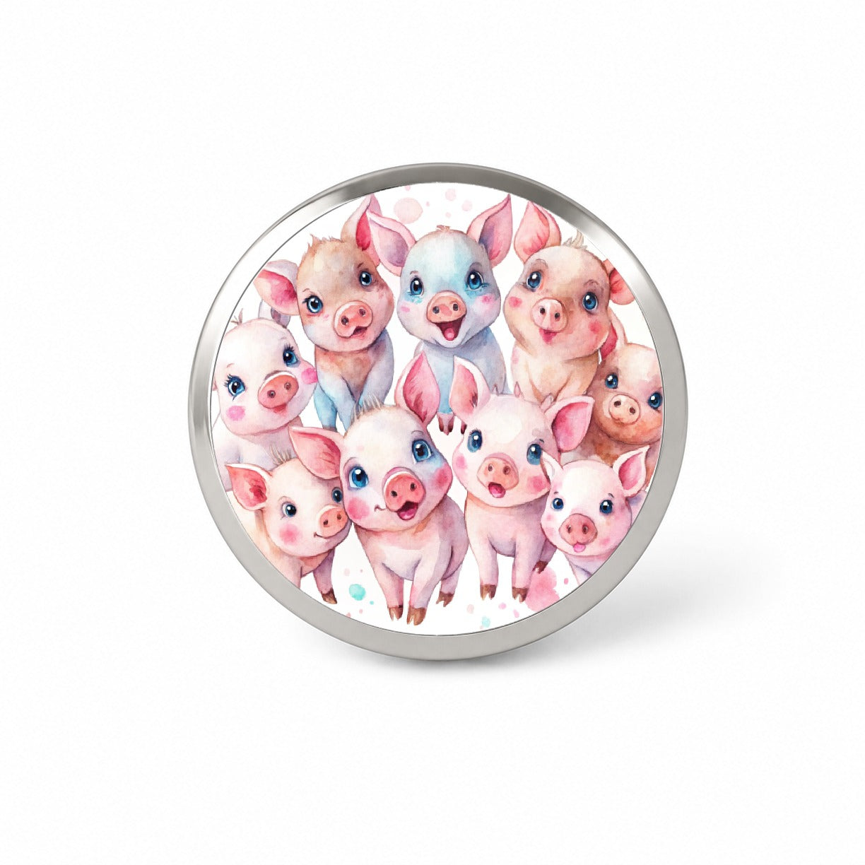 Lots Of Cute Pigs Watercolor Novelty Hat Backpack Lapel Pin