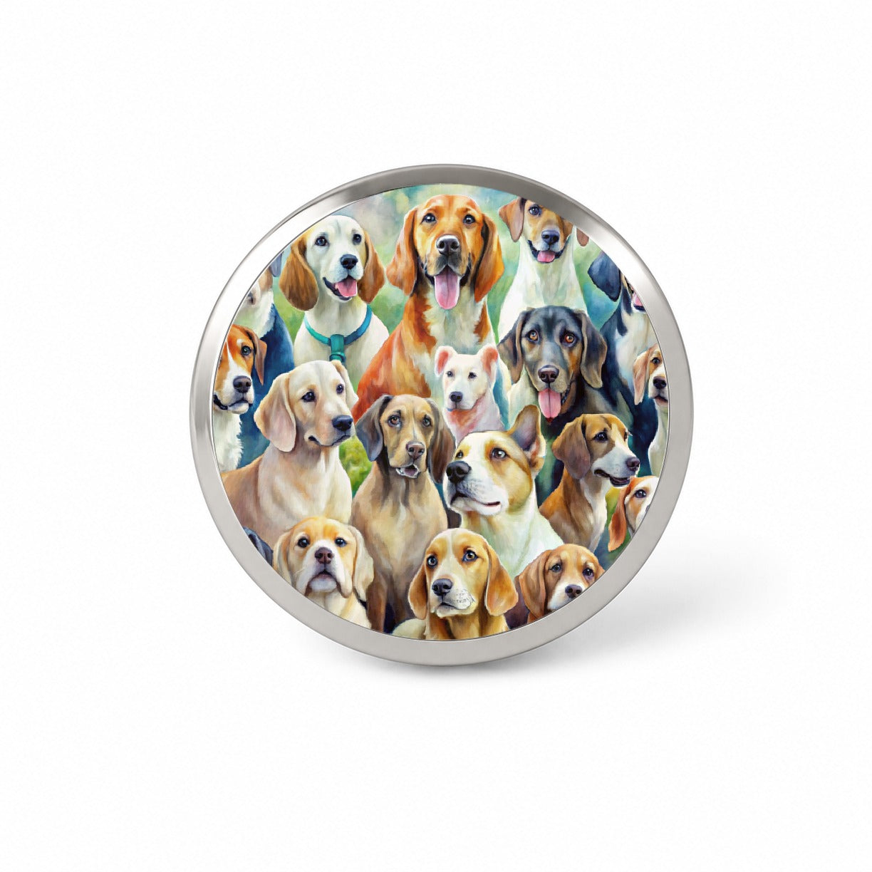 Lots Of Dogs Watercolor Novelty Hat Backpack Lapel Pin
