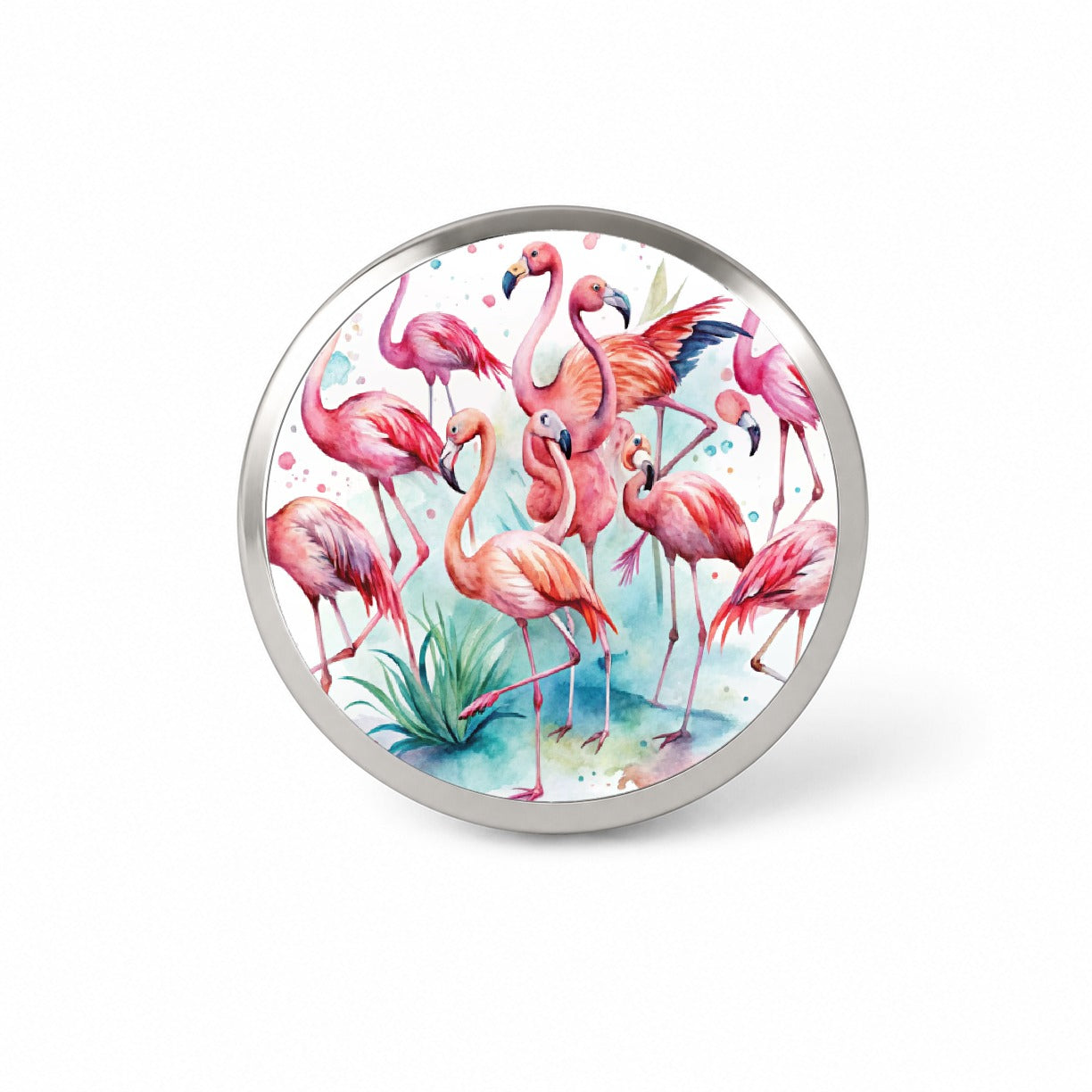 Lots Of Flamingos Watercolor Novelty Hat Backpack Lapel Pin