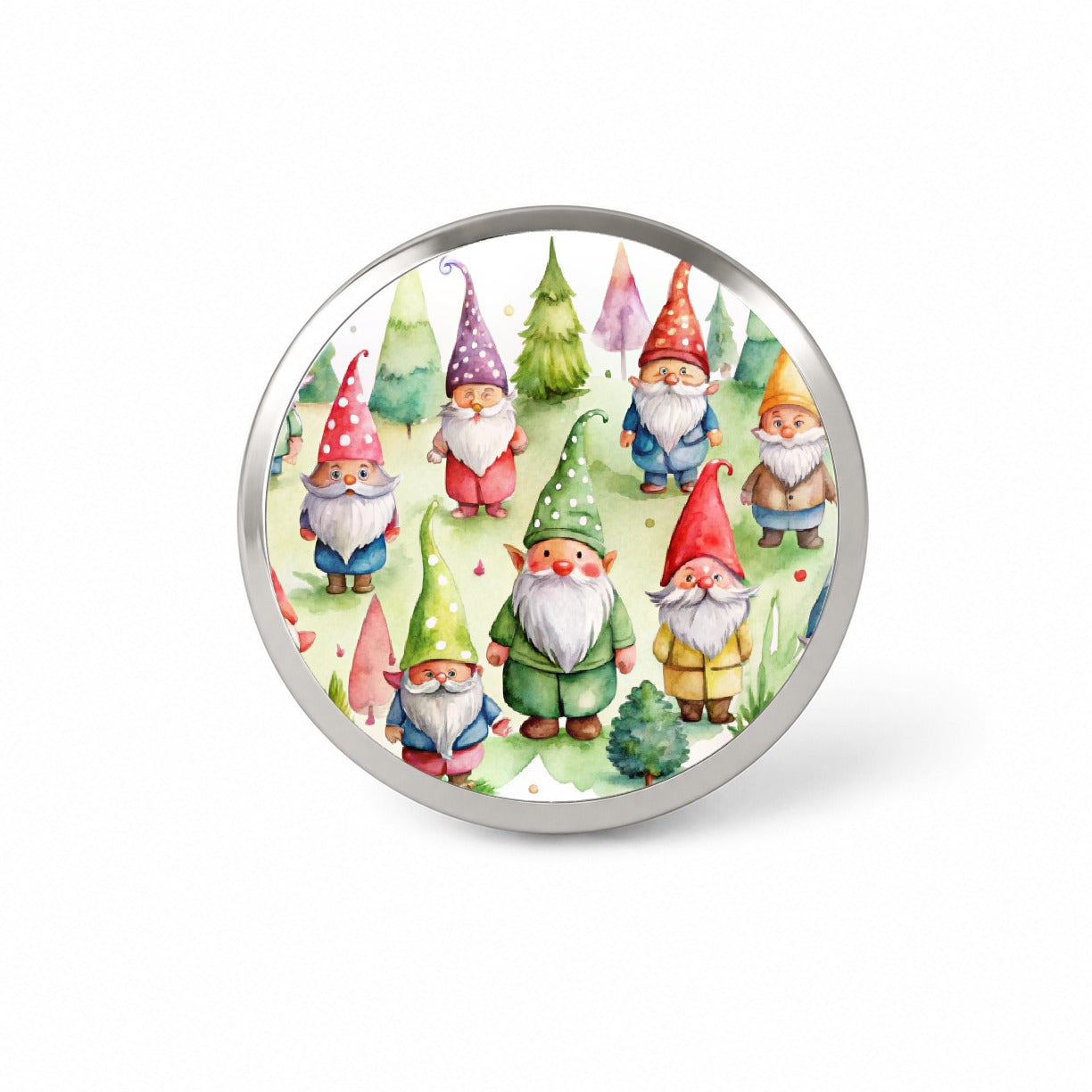 Lots Of Gnomes Watercolor Novelty Hat Backpack Lapel Pin