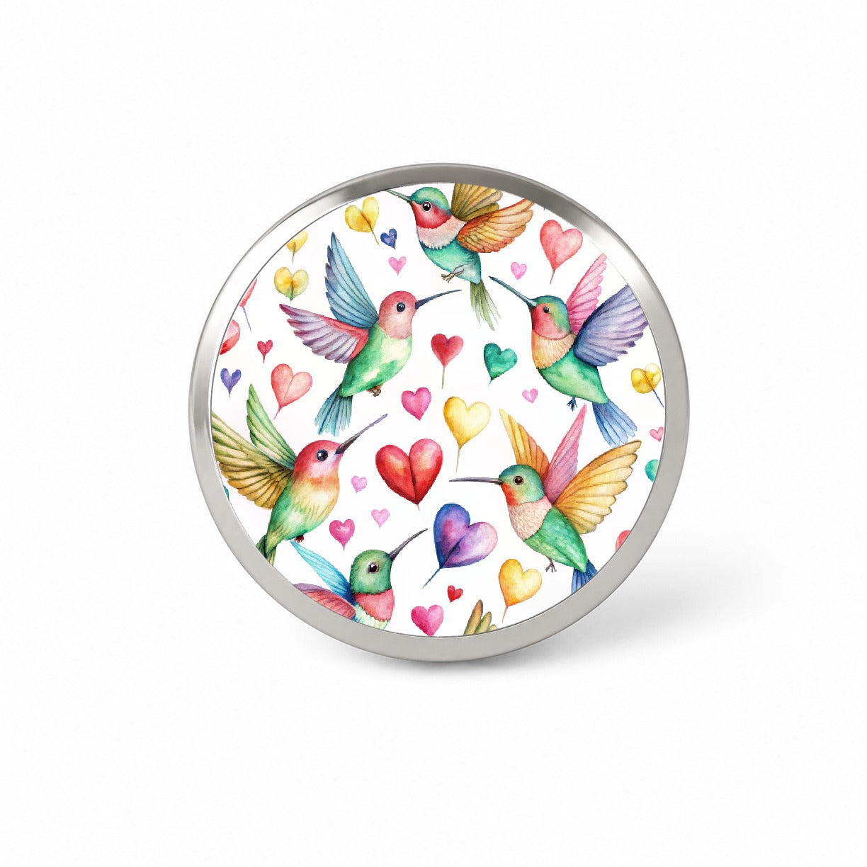 Lots Of Hummingbirds And Hearts Novelty Hat Backpack Lapel Pin
