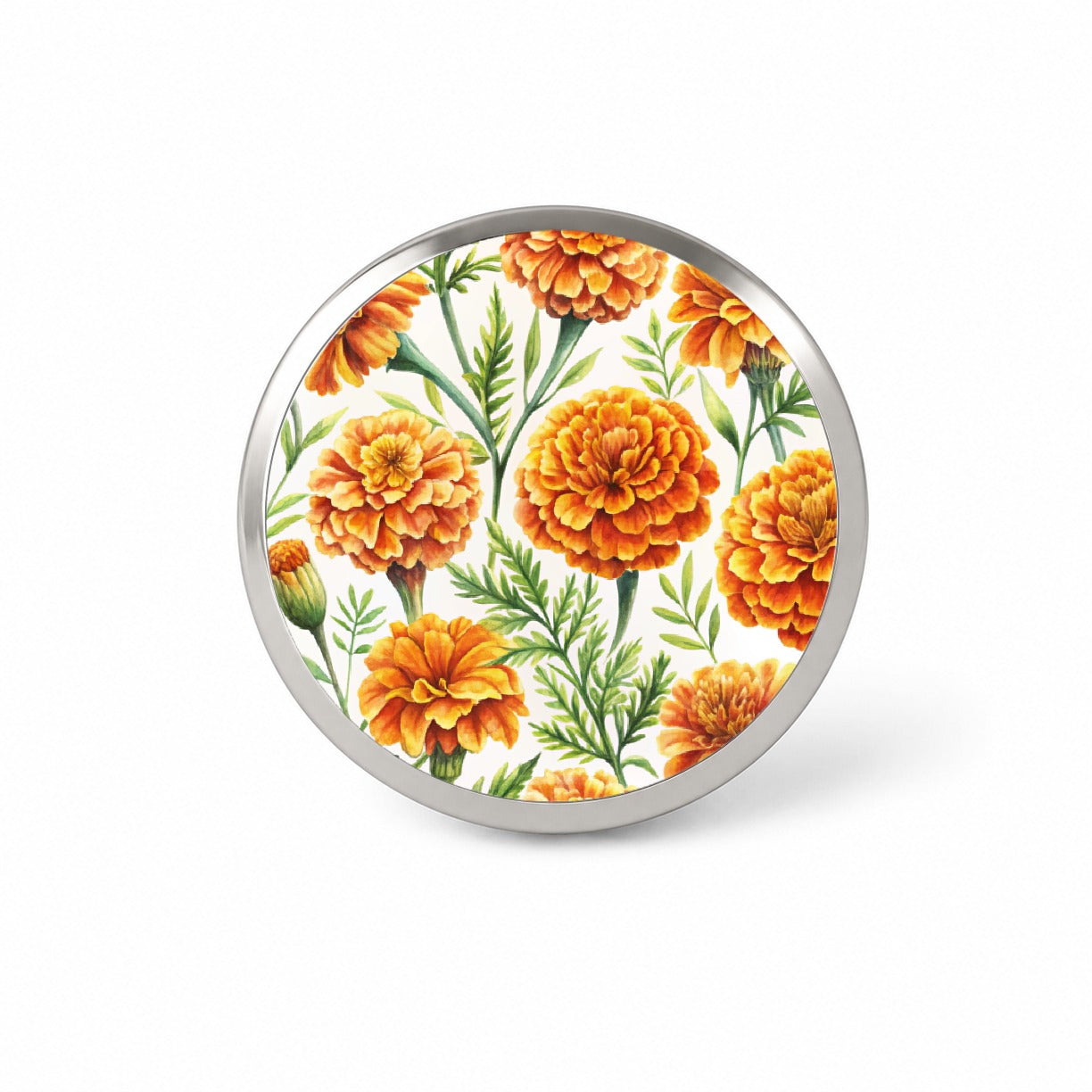 Orange Marigolds Flowers Watercolor Novelty Hat Backpack Lapel Pin