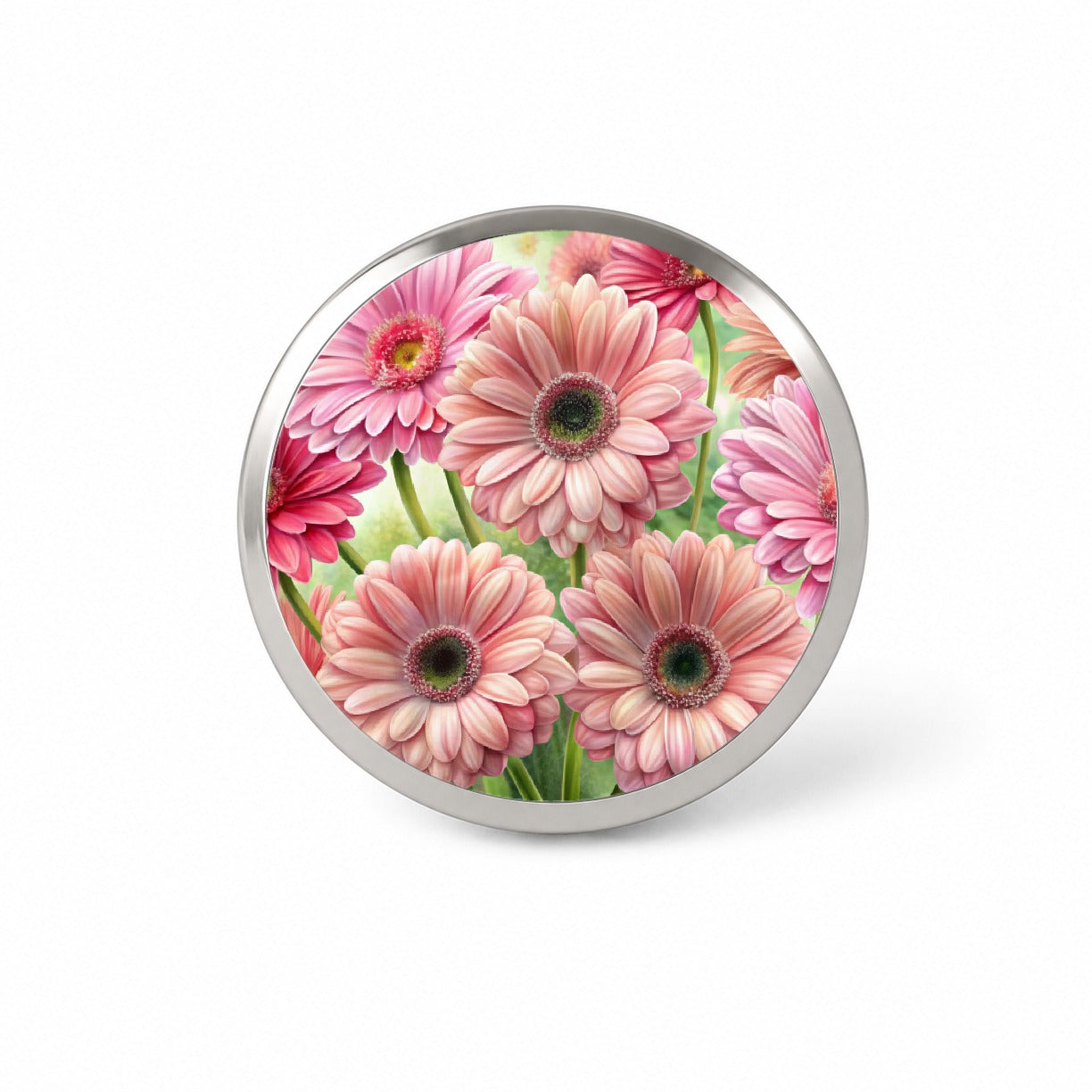 Pink Gerbera Daisies Flowers Watercolor Novelty Hat Backpack Lapel Pin
