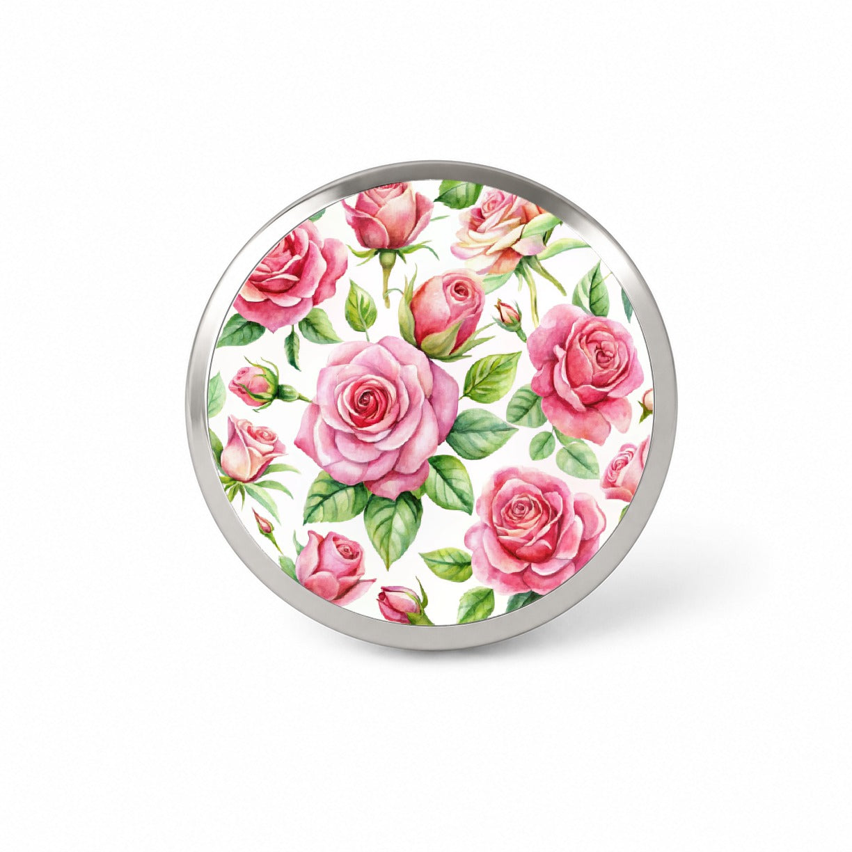Pink Roses Flowers Watercolor Novelty Hat Backpack Lapel Pin