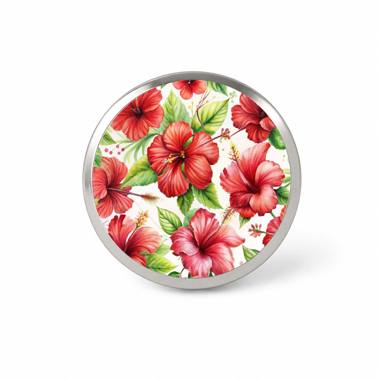 Red Hibiscus Flowers Watercolor Novelty Hat Backpack Lapel Pin